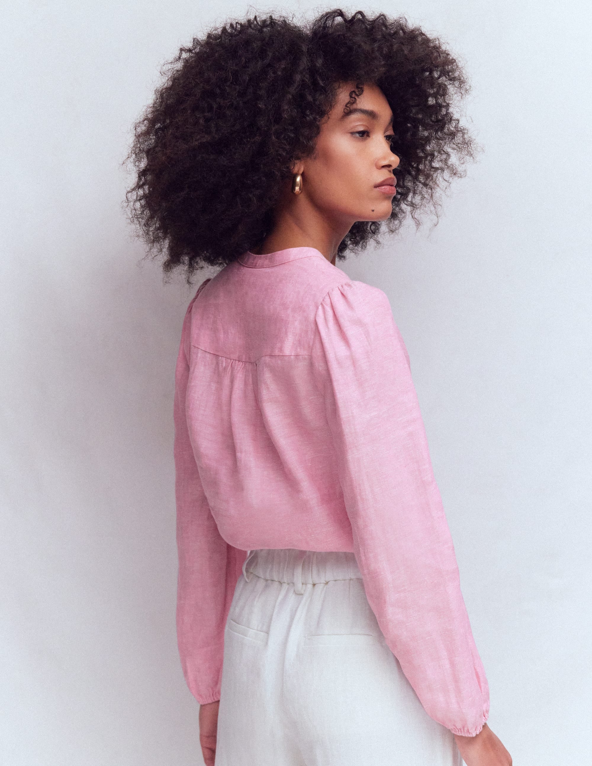 Linen Trim Insert Top-Meadowsweet Pink Chambray