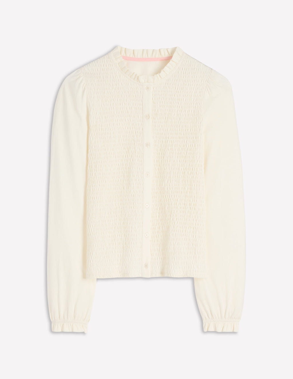 Supersoft Smocked button top-Ivory