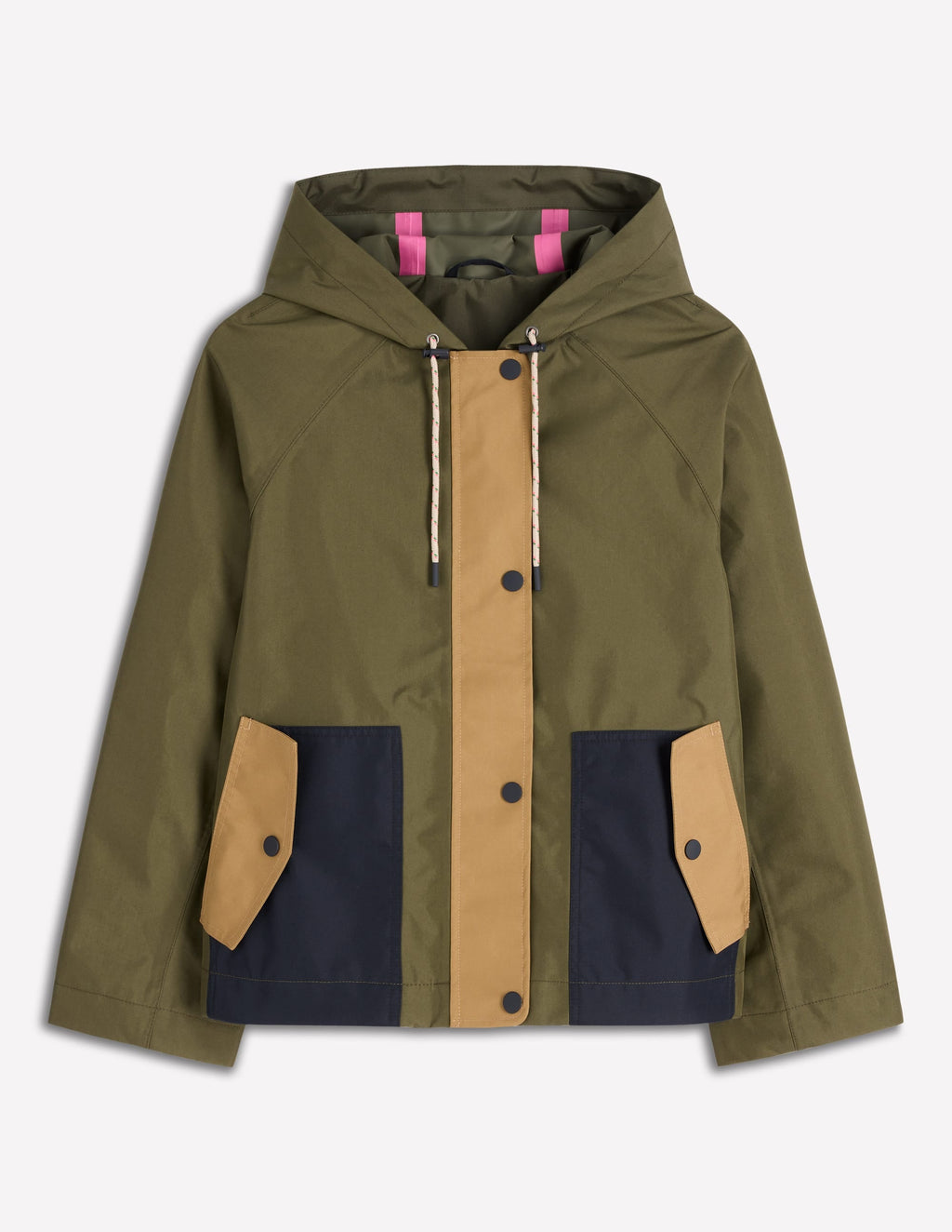 Lightweight Rain Mac-Woodland Green, Colourblock