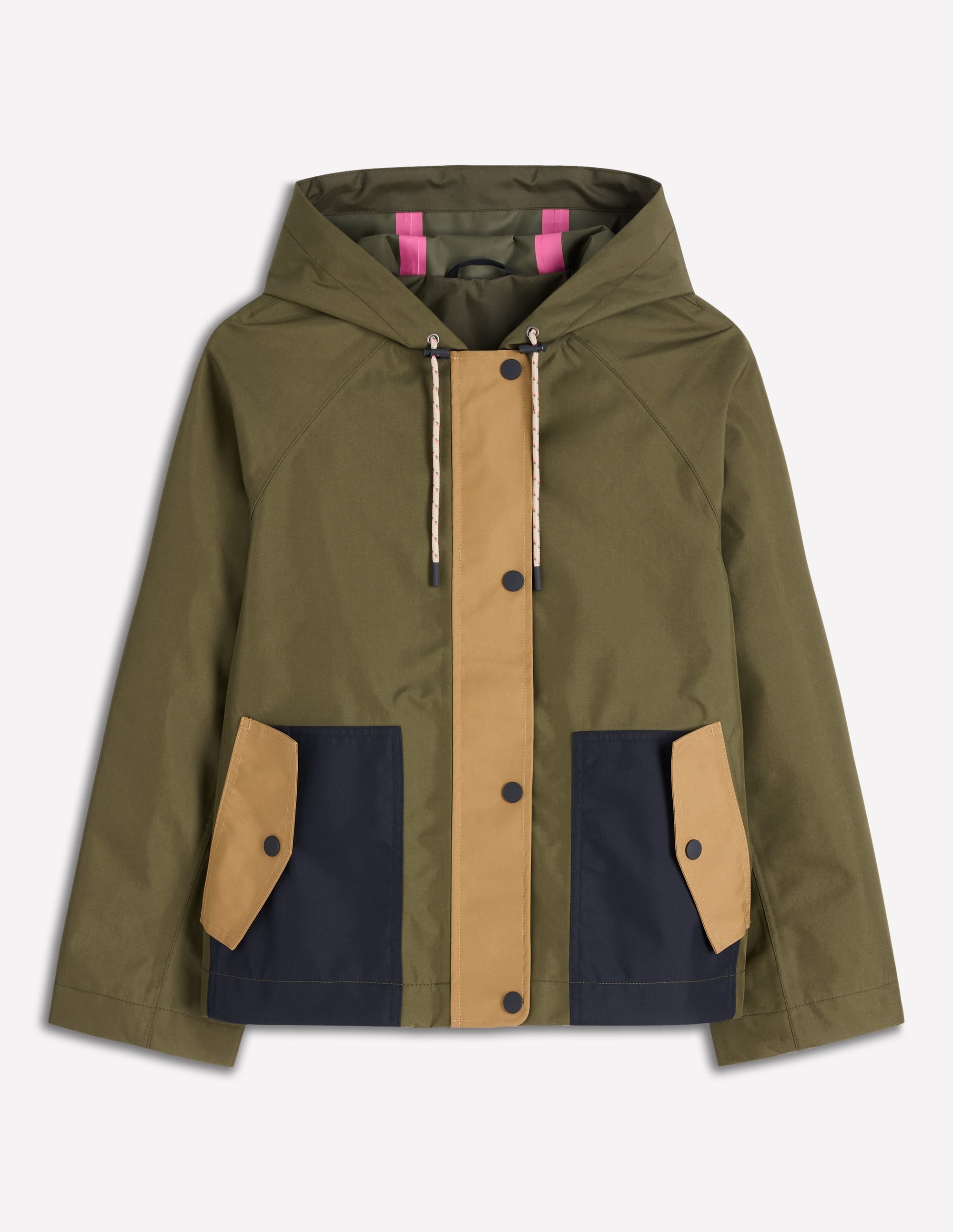 Lightweight Rain Mac-Woodland Green, Colourblock