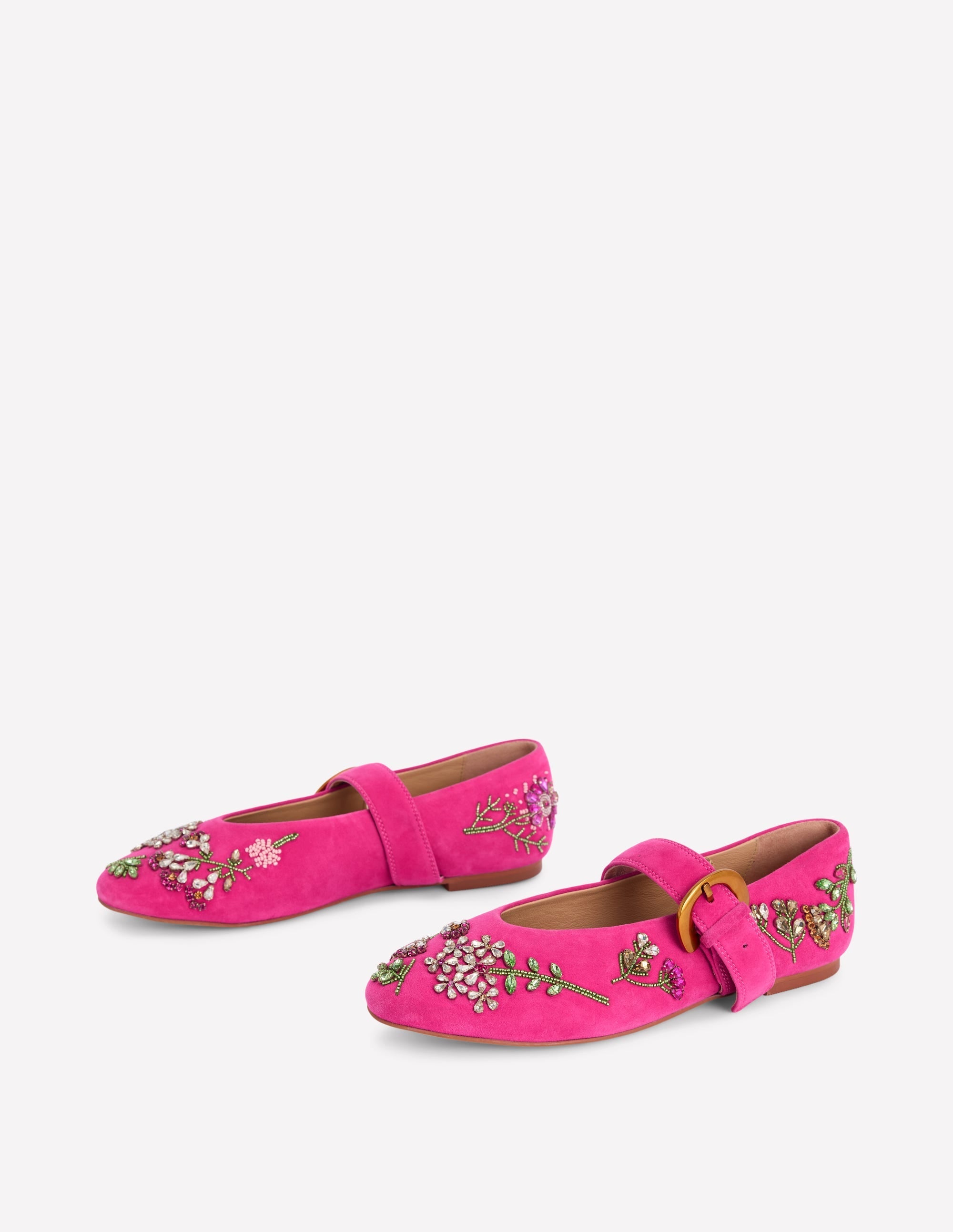 Kylie Flat Buckle Mary Janes-Embellished Pink