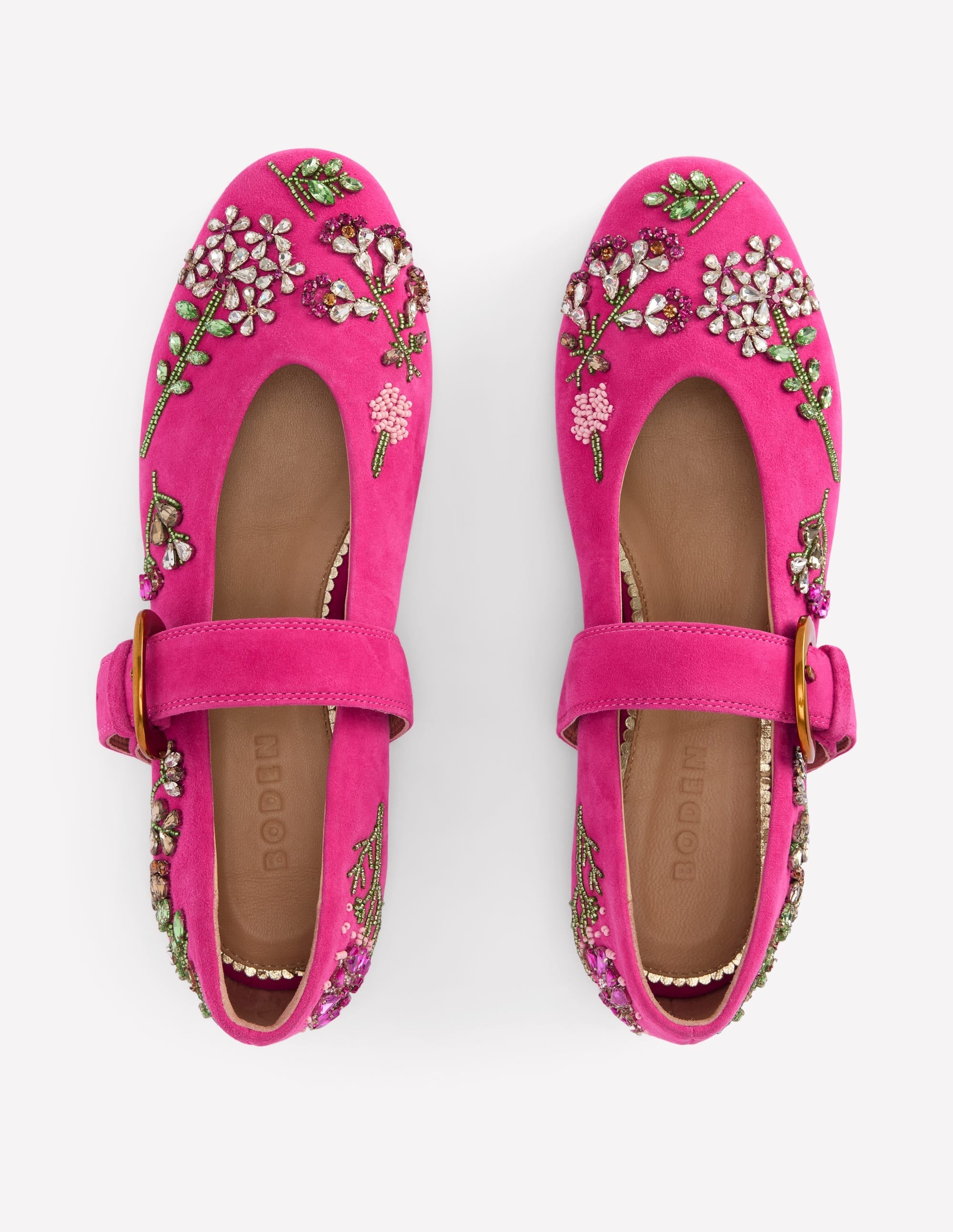 Kylie Flat Buckle Mary Janes-Embellished Pink