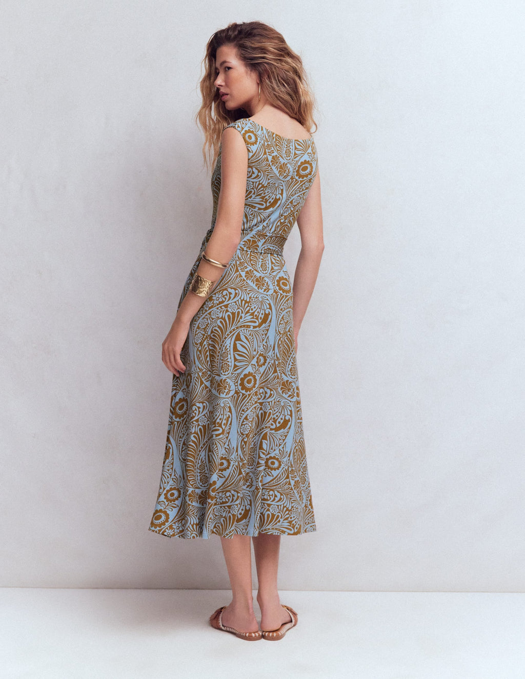 Tamsin Jersey Midi Dress-Blue, Enchanted Paisley