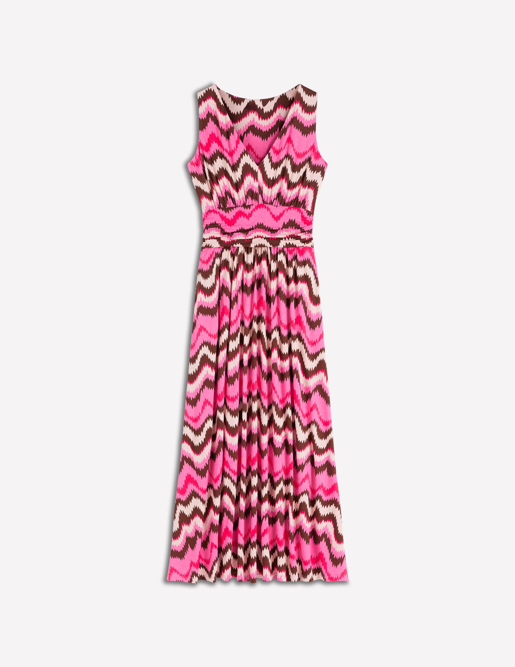 Elodie Jersey Maxi Dress-Pink Punch, Zig Zag Wave