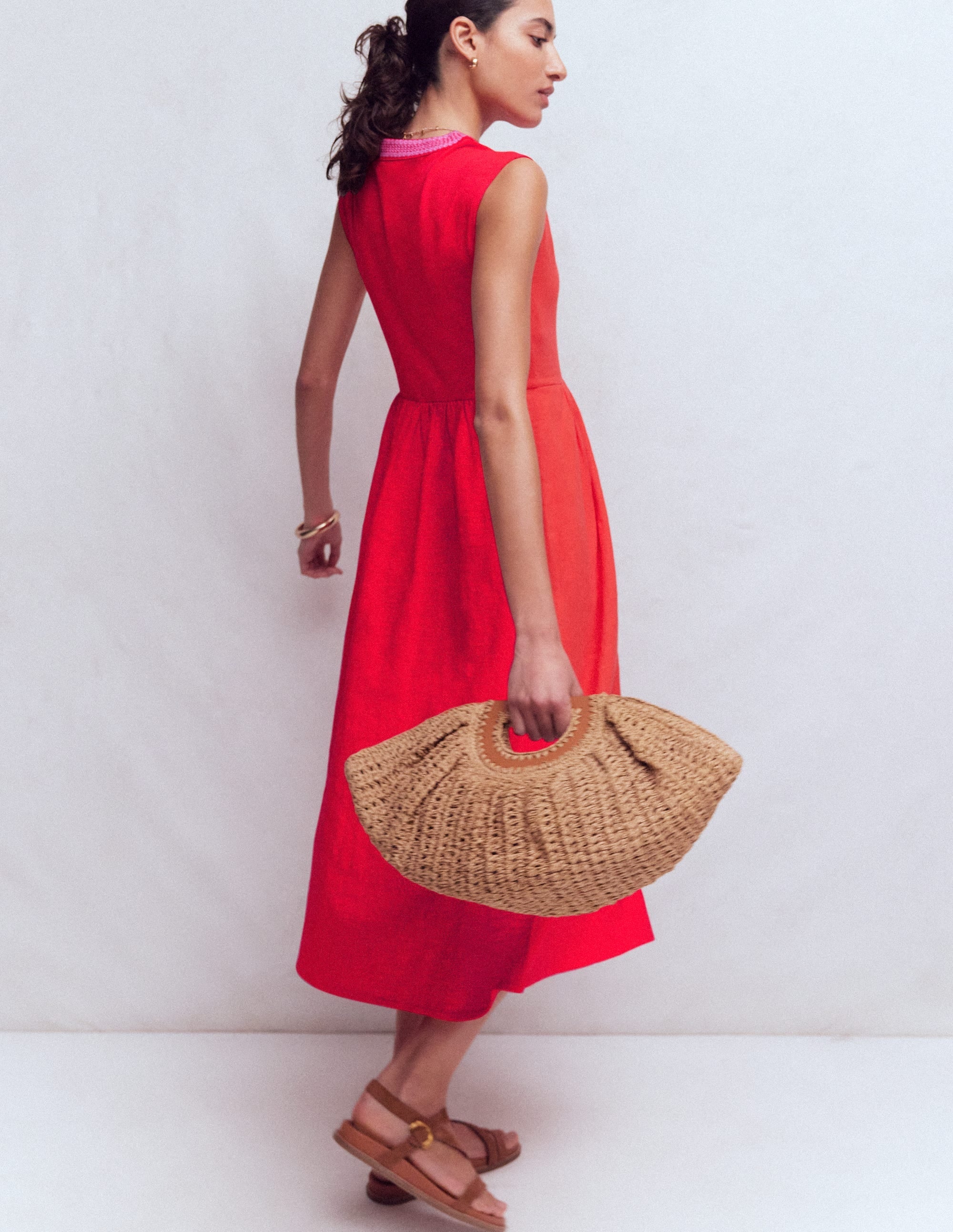 May Jersey Midi Dress-Poppy Red