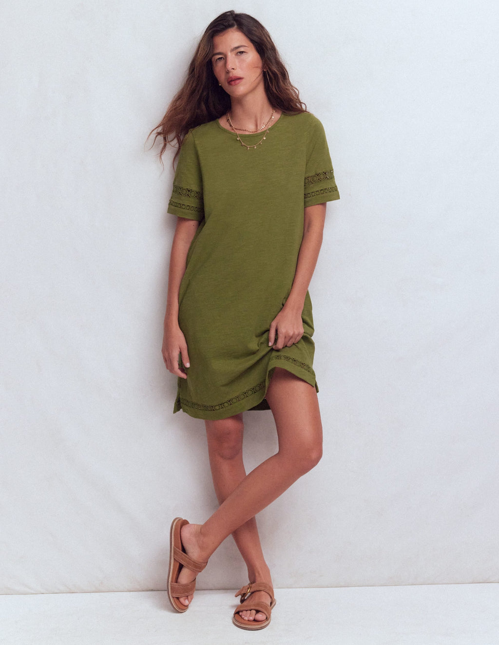 Hattie Jersey T-shirt Dress-Olive