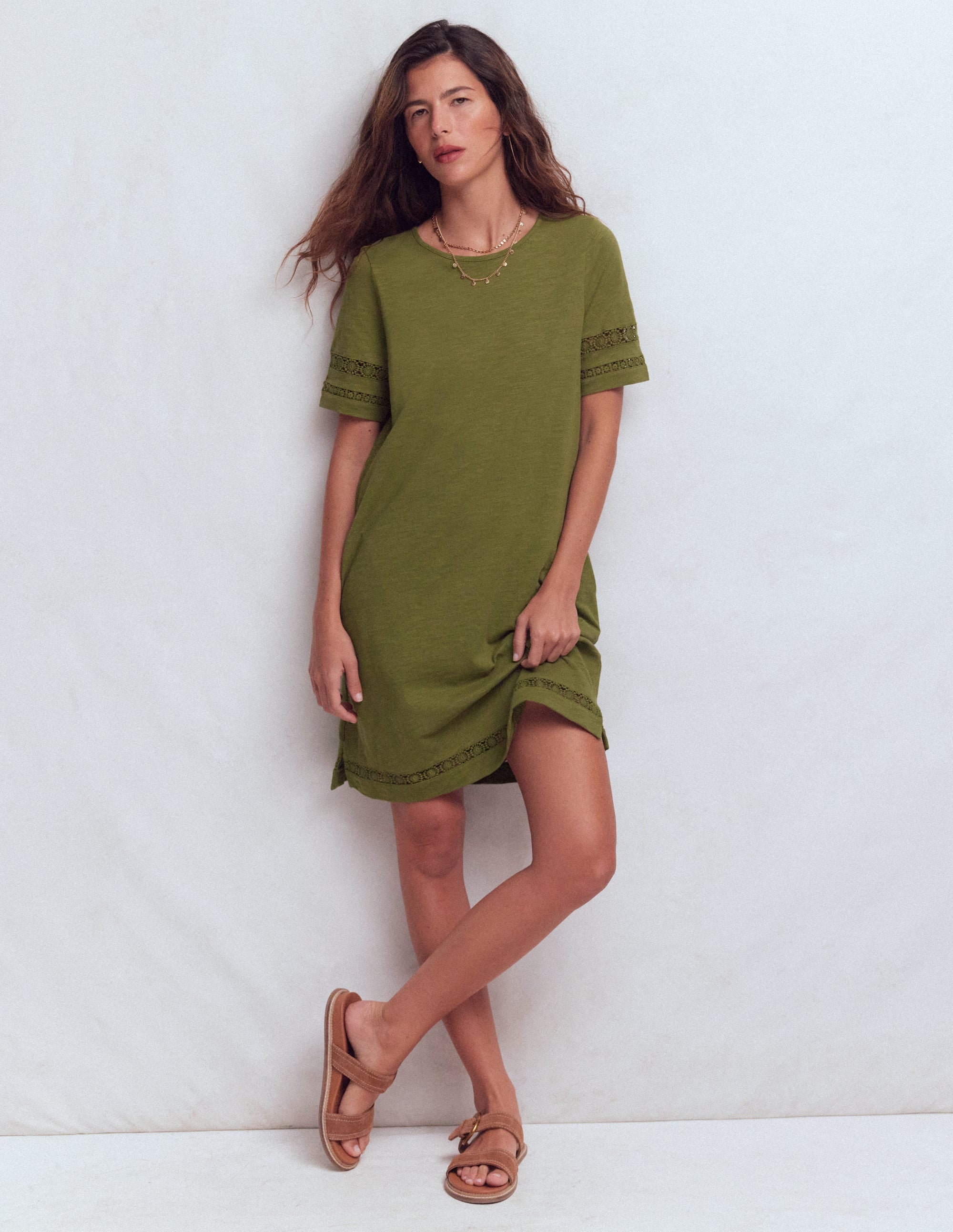 Hattie Jersey T-shirt Dress-Olive