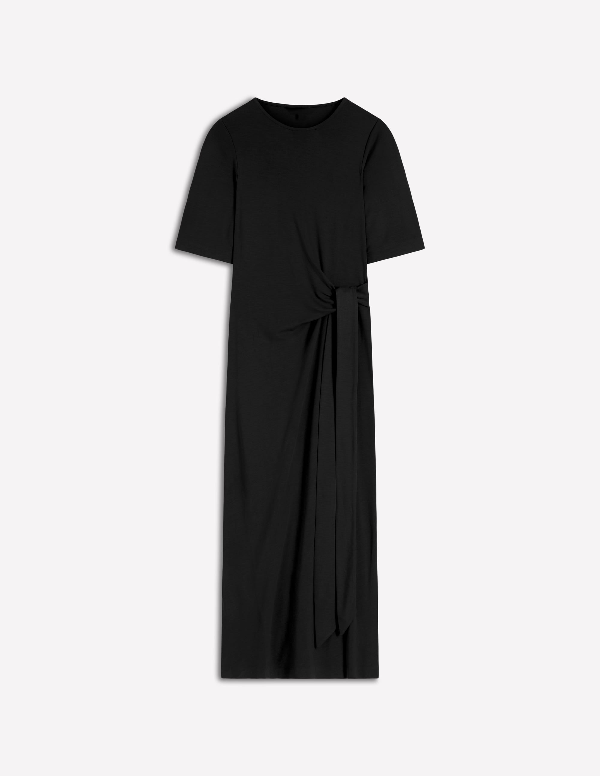 Zinnia Tie Jersey Midi Dress-Black