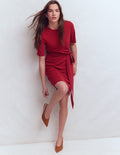 Zinnia Tie Jersey Short Dress-Rich Chestnut