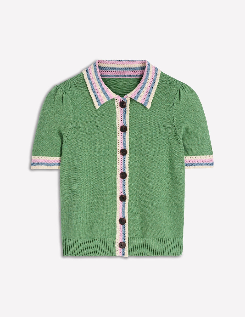Saffron Crochet Trim Cardigan-Green