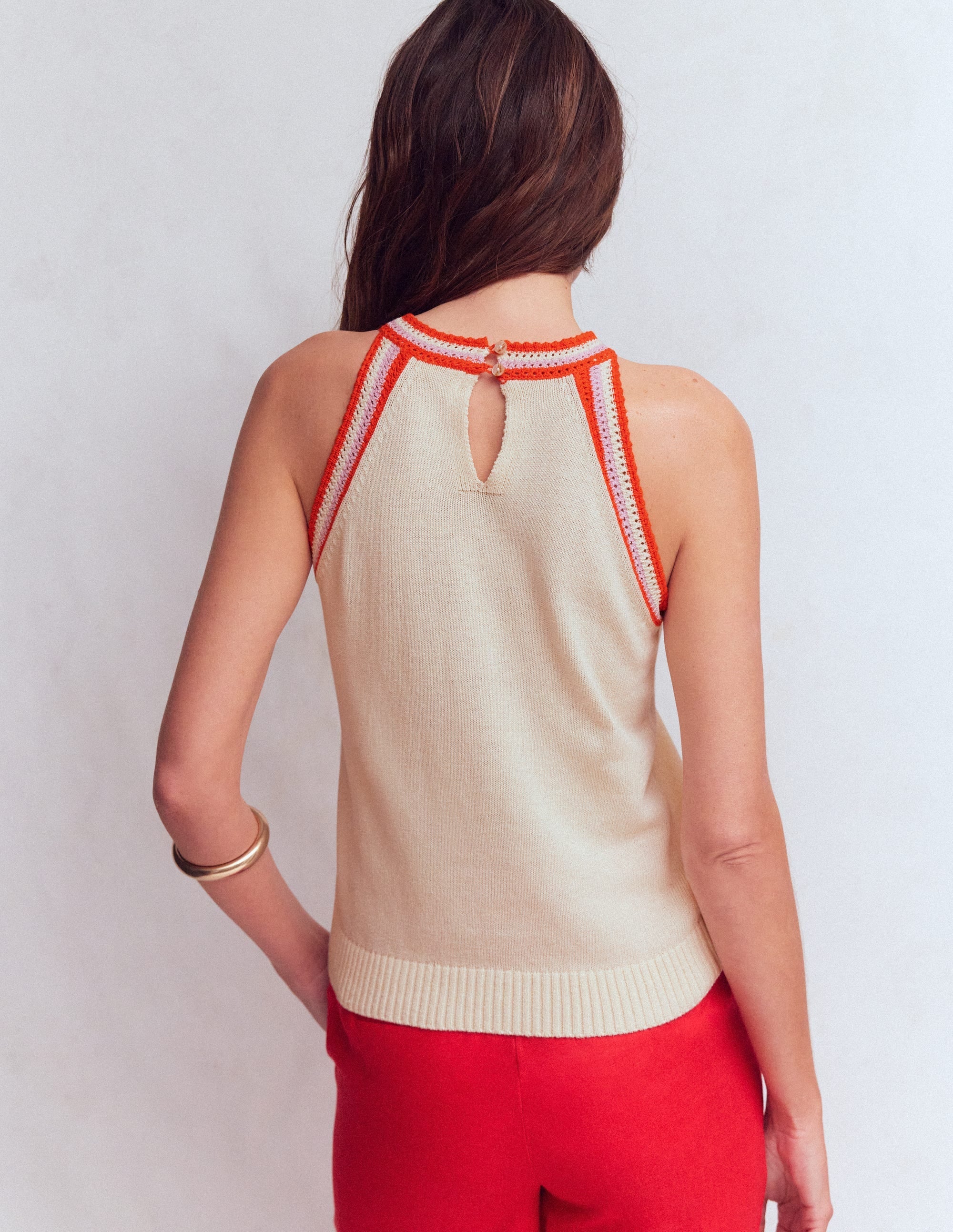 Saffron Crochet Racer Tank-Ivory