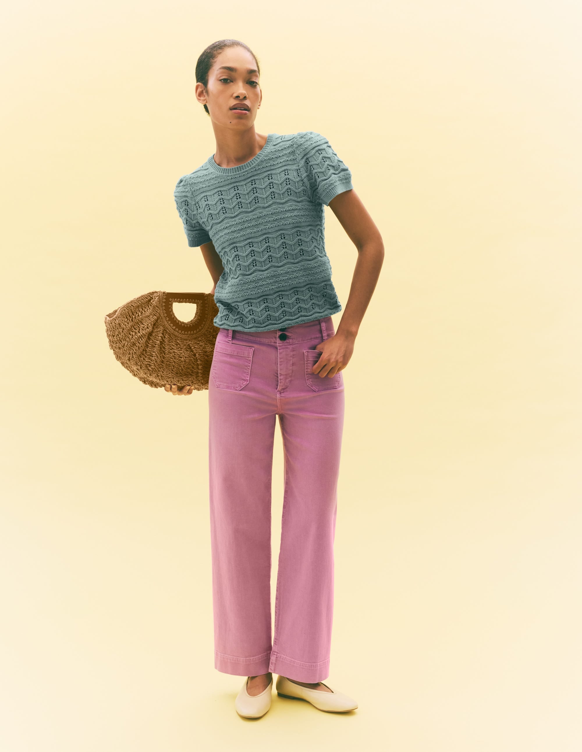 Monica Knitted T-Shirt-Blue