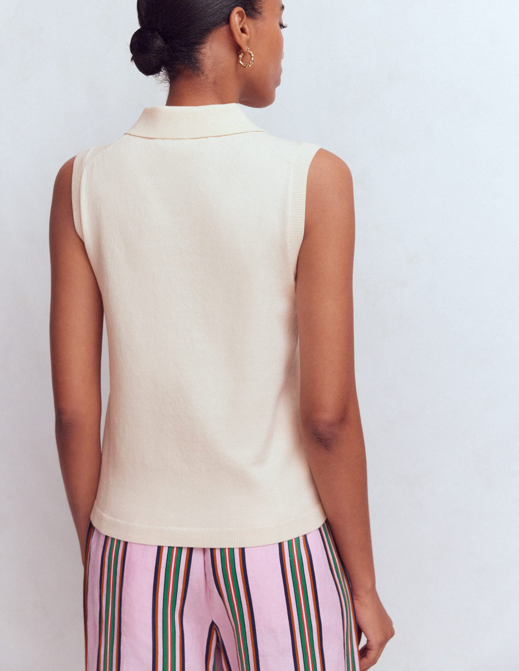 Chloe Henley Knitted Tank-Warm Ivory