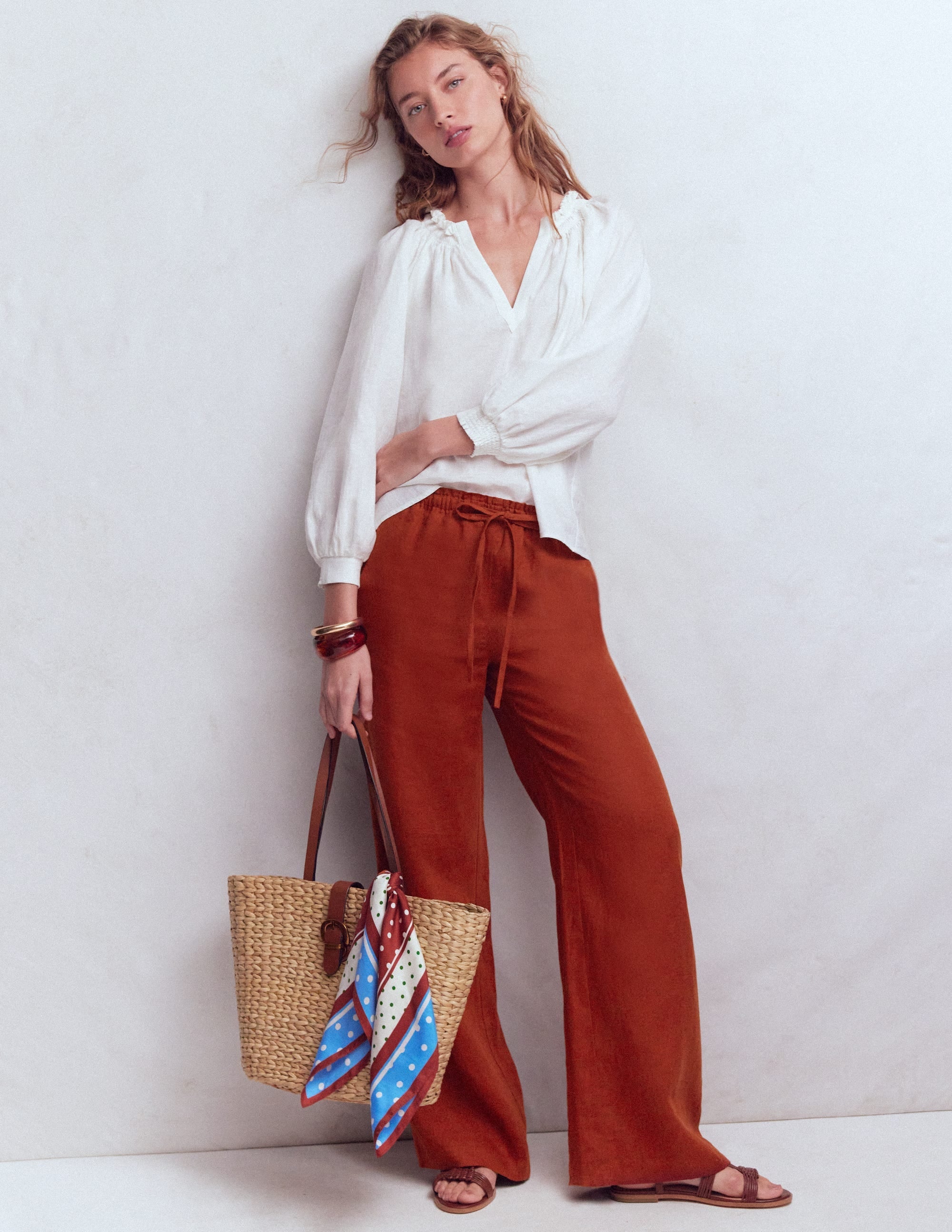 Islington Linen Pants-Burnt Orange