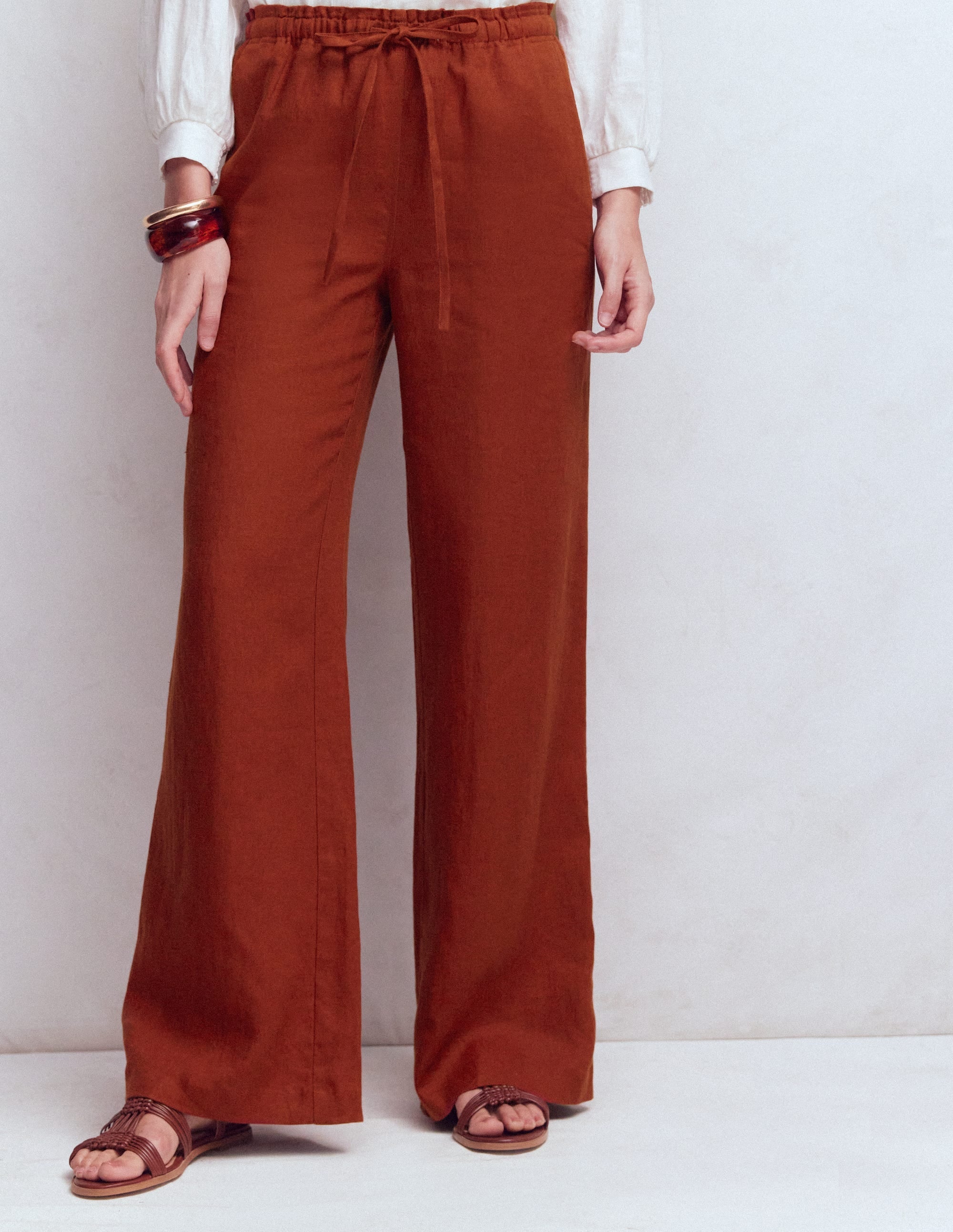 Islington Linen Pants-Burnt Orange