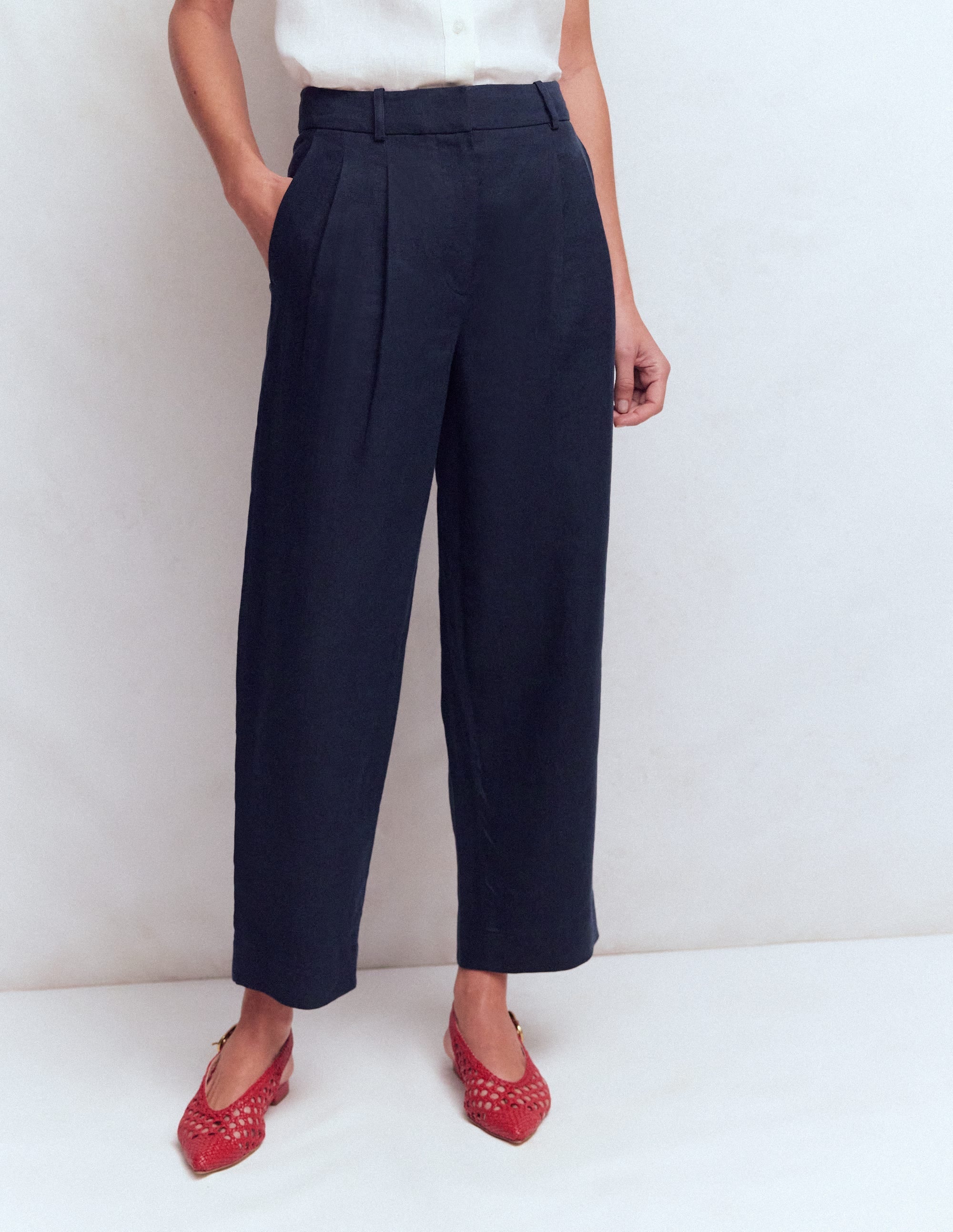 Bloomsbury Linen Pants-Navy