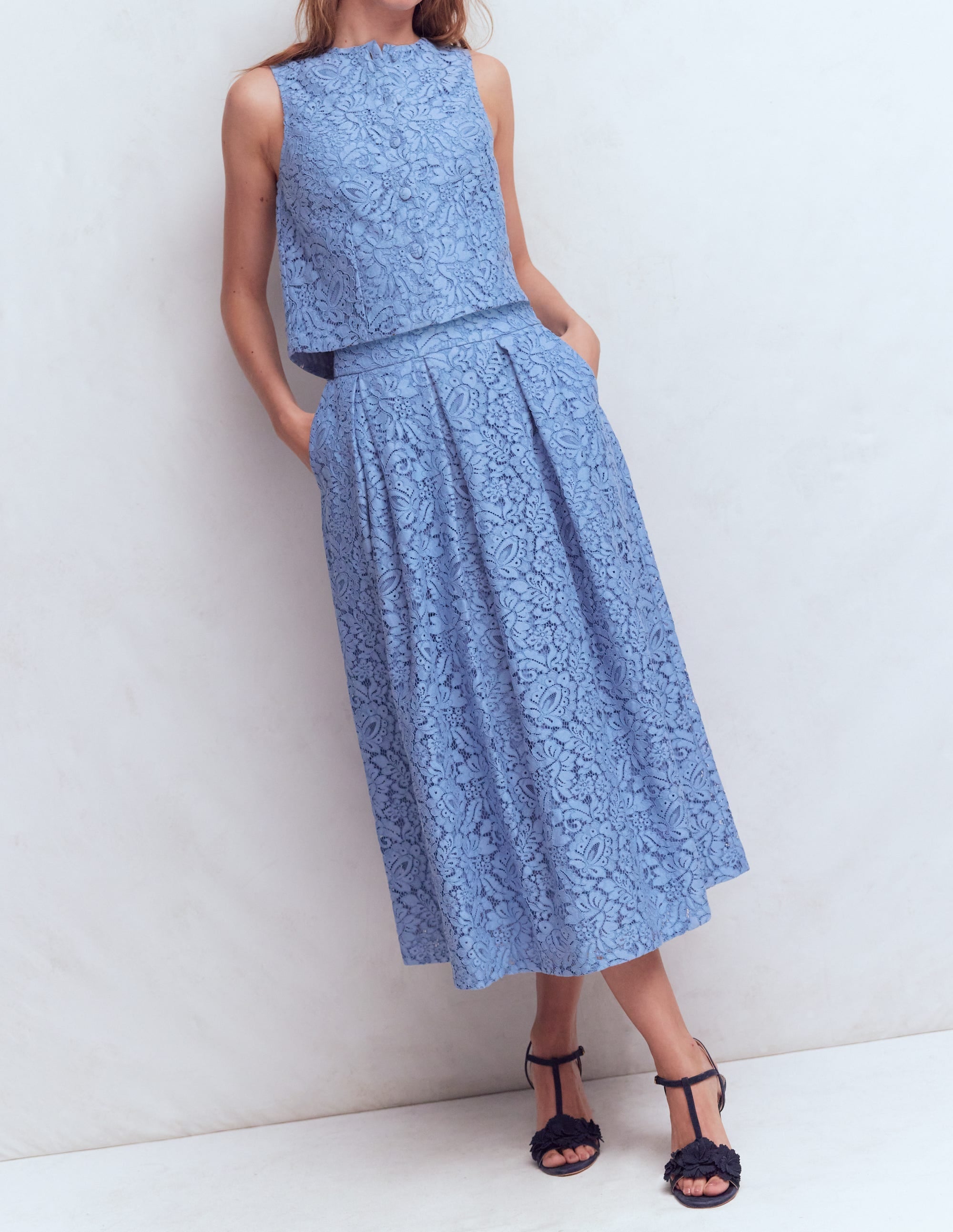 Verity Lace Skirt-Cornflower Blue