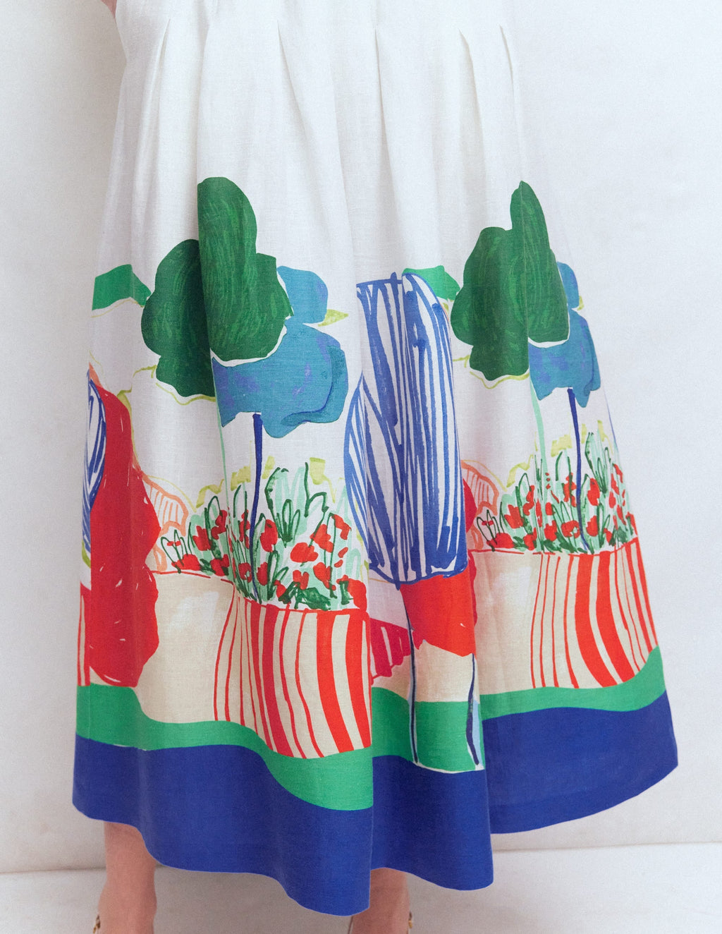 Valentina Linen Skirt-Multi, Abstract Valley