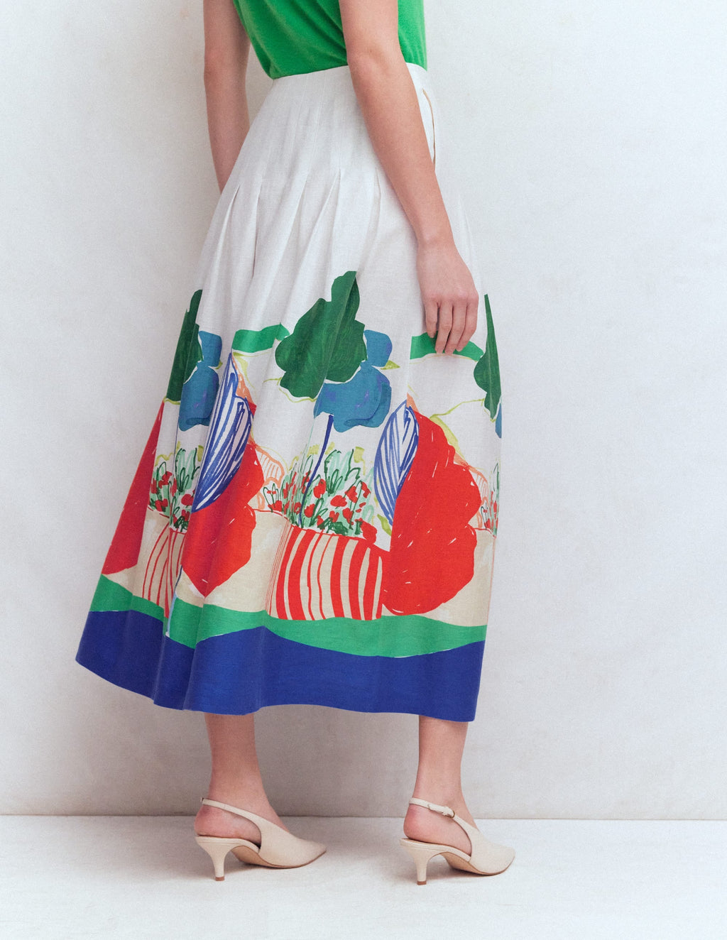 Valentina Linen Skirt-Multi, Abstract Valley