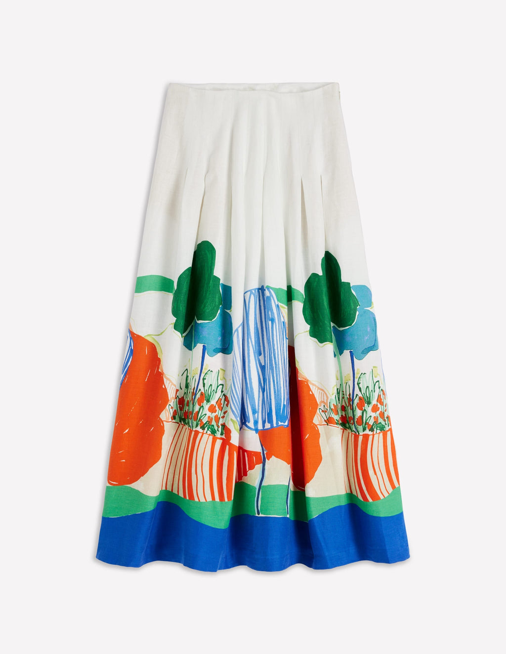 Valentina Linen Skirt-Multi, Abstract Valley