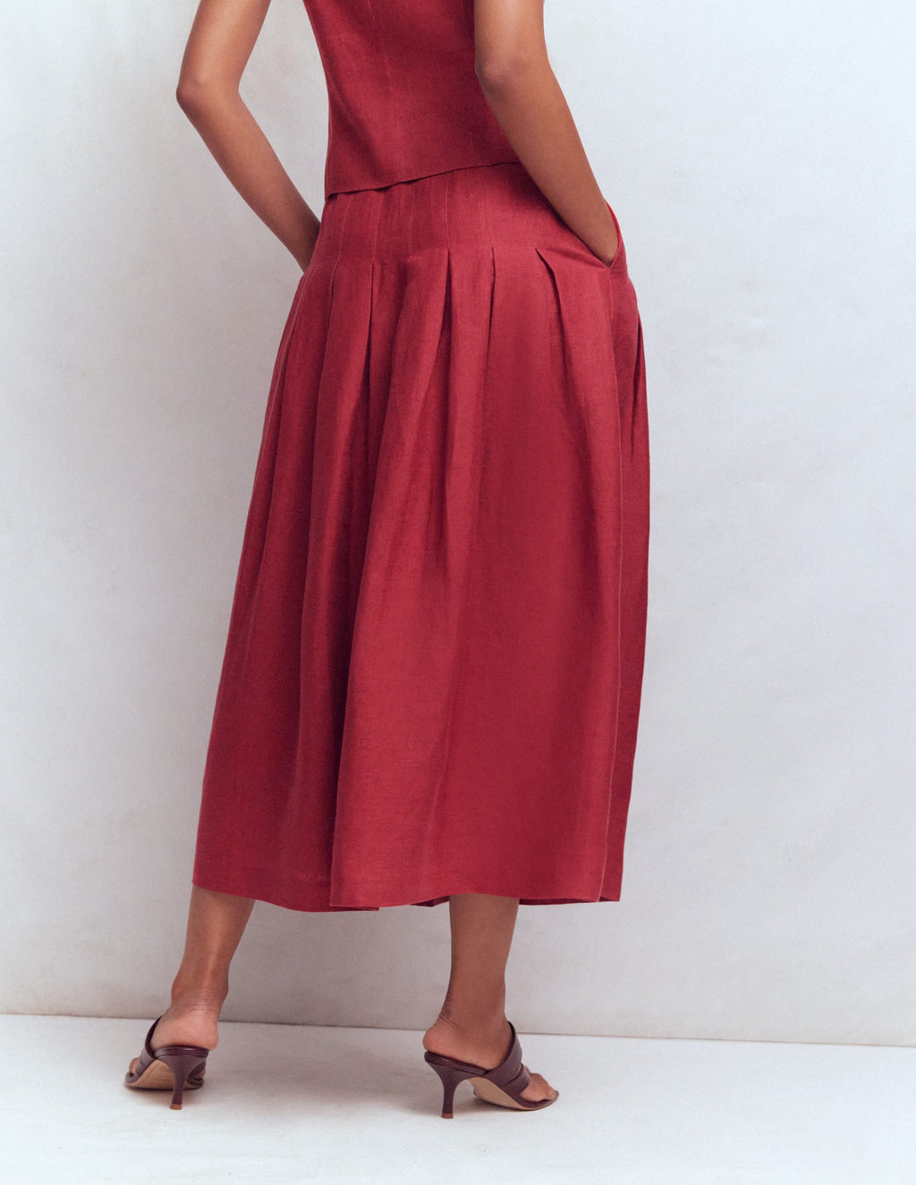 Valentina Linen Skirt-Rich Chestnut