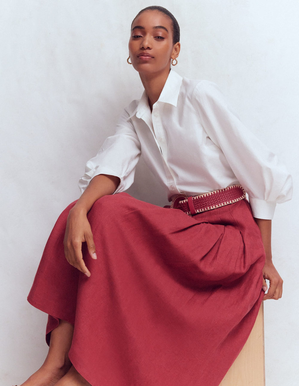 Valentina Linen Skirt-Rich Chestnut