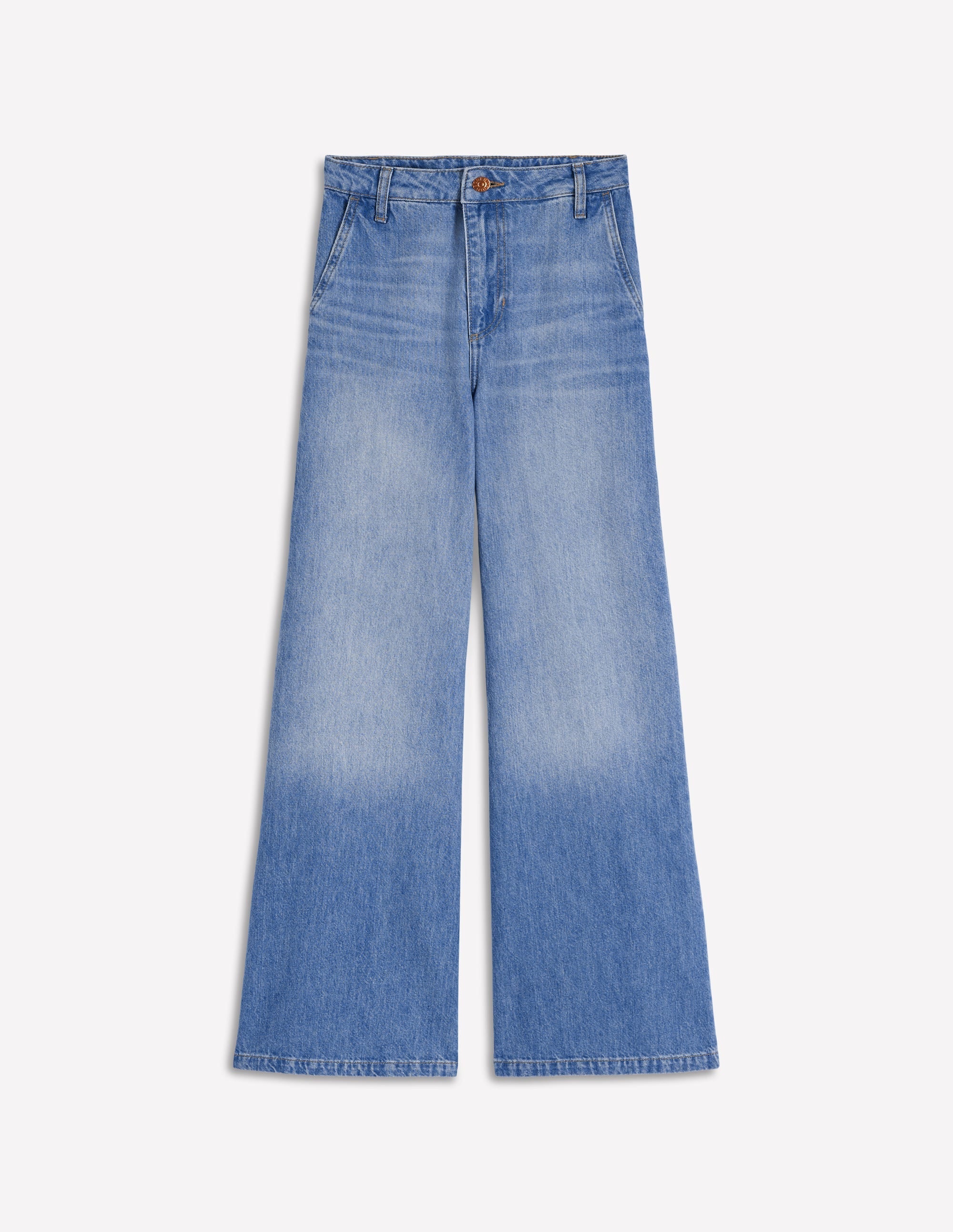 High Rise Palazzo Jeans-Light Wash