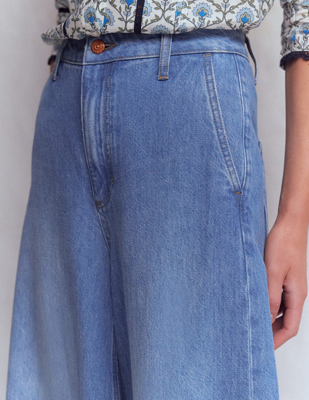 High Rise Palazzo Jeans-Light Wash