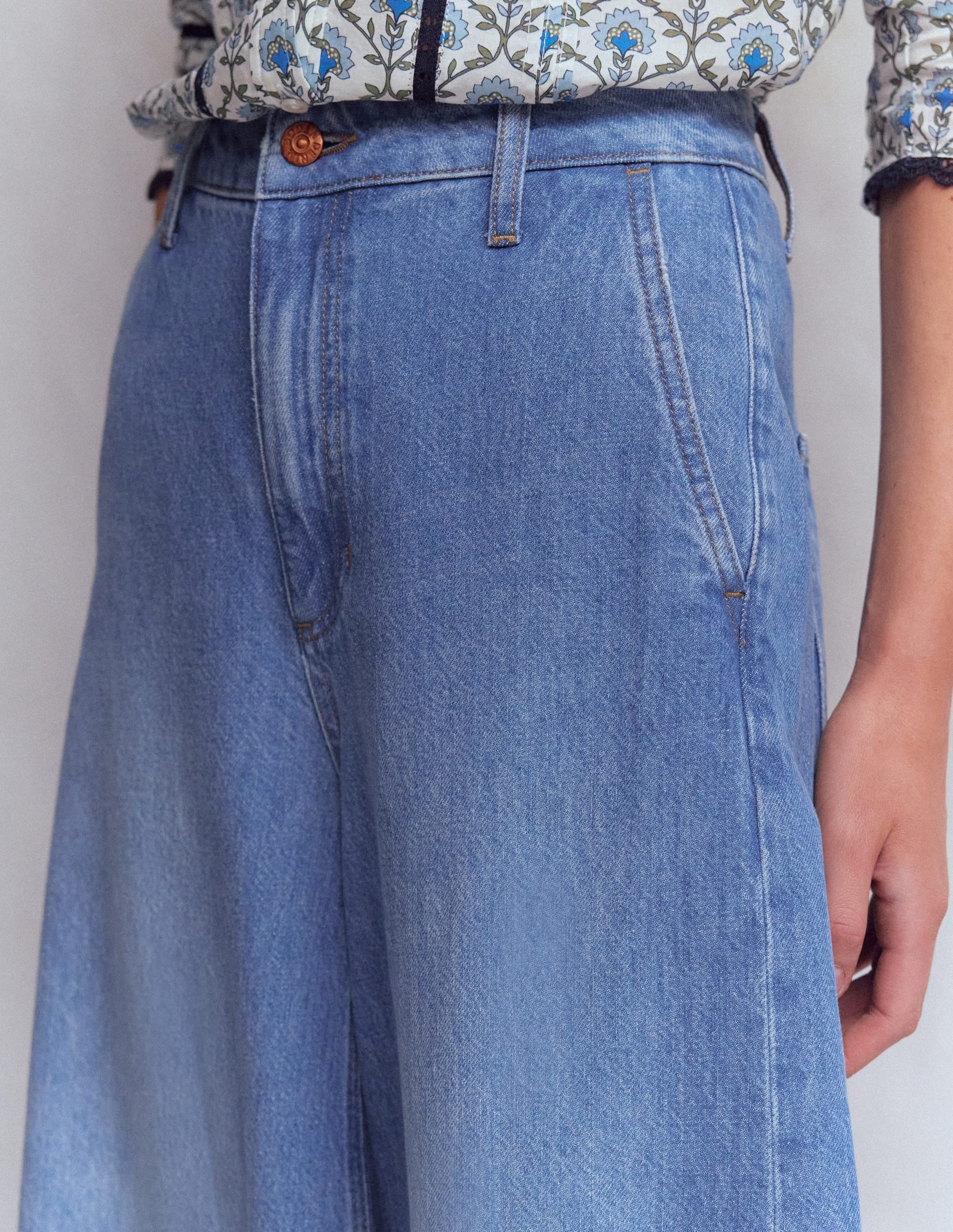 High Rise Palazzo Jeans-Light Wash