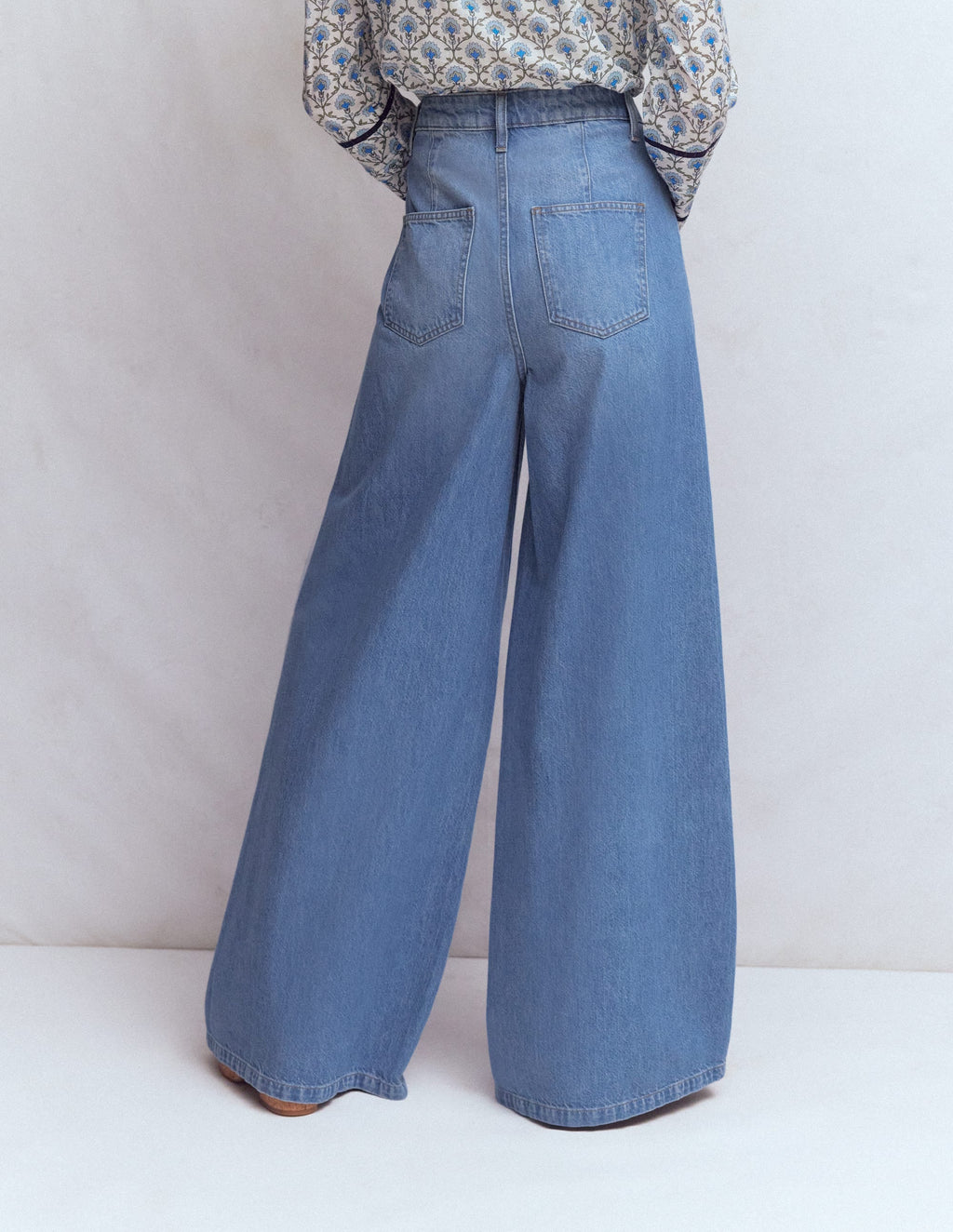 High Rise Palazzo Jeans-Light Wash