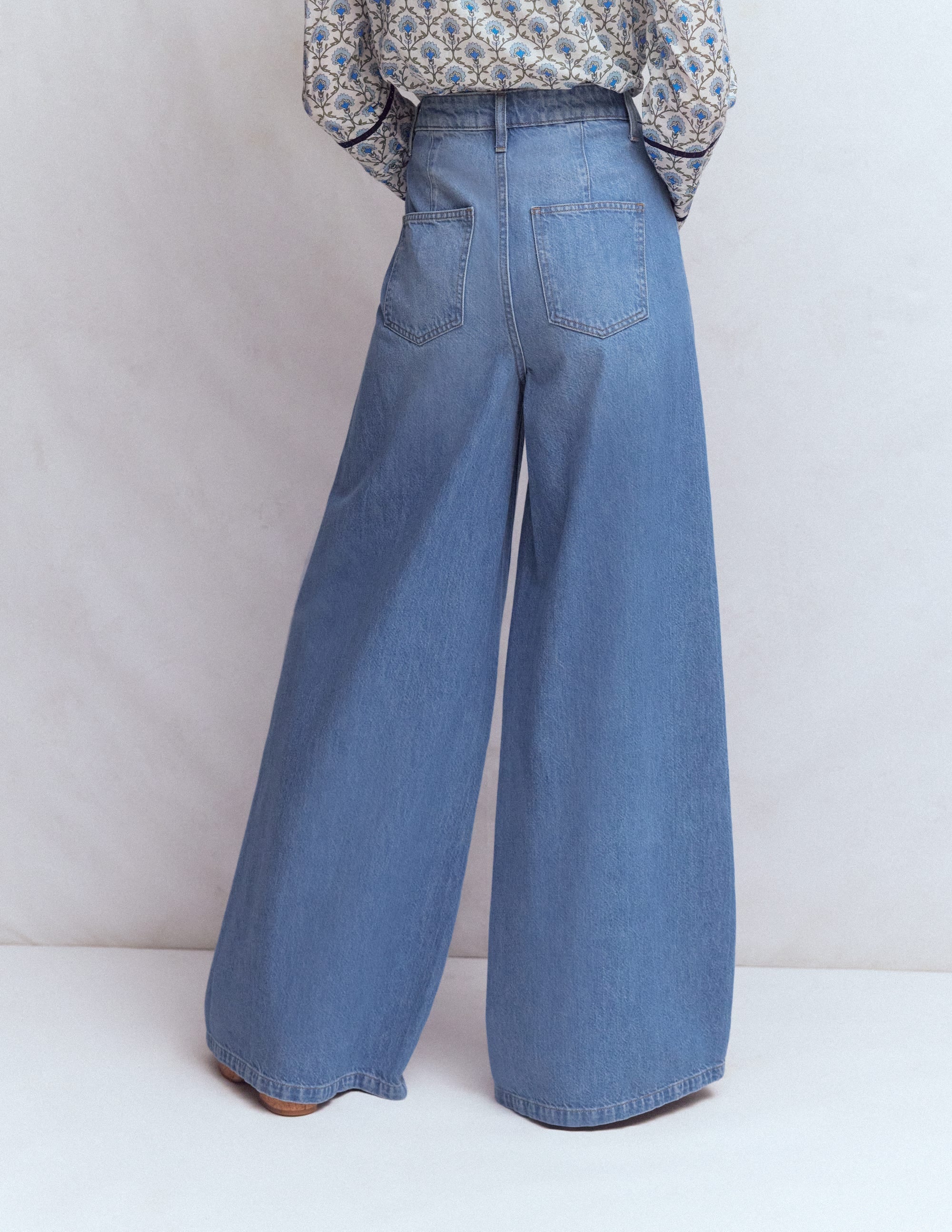High Rise Palazzo Jeans-Light Wash