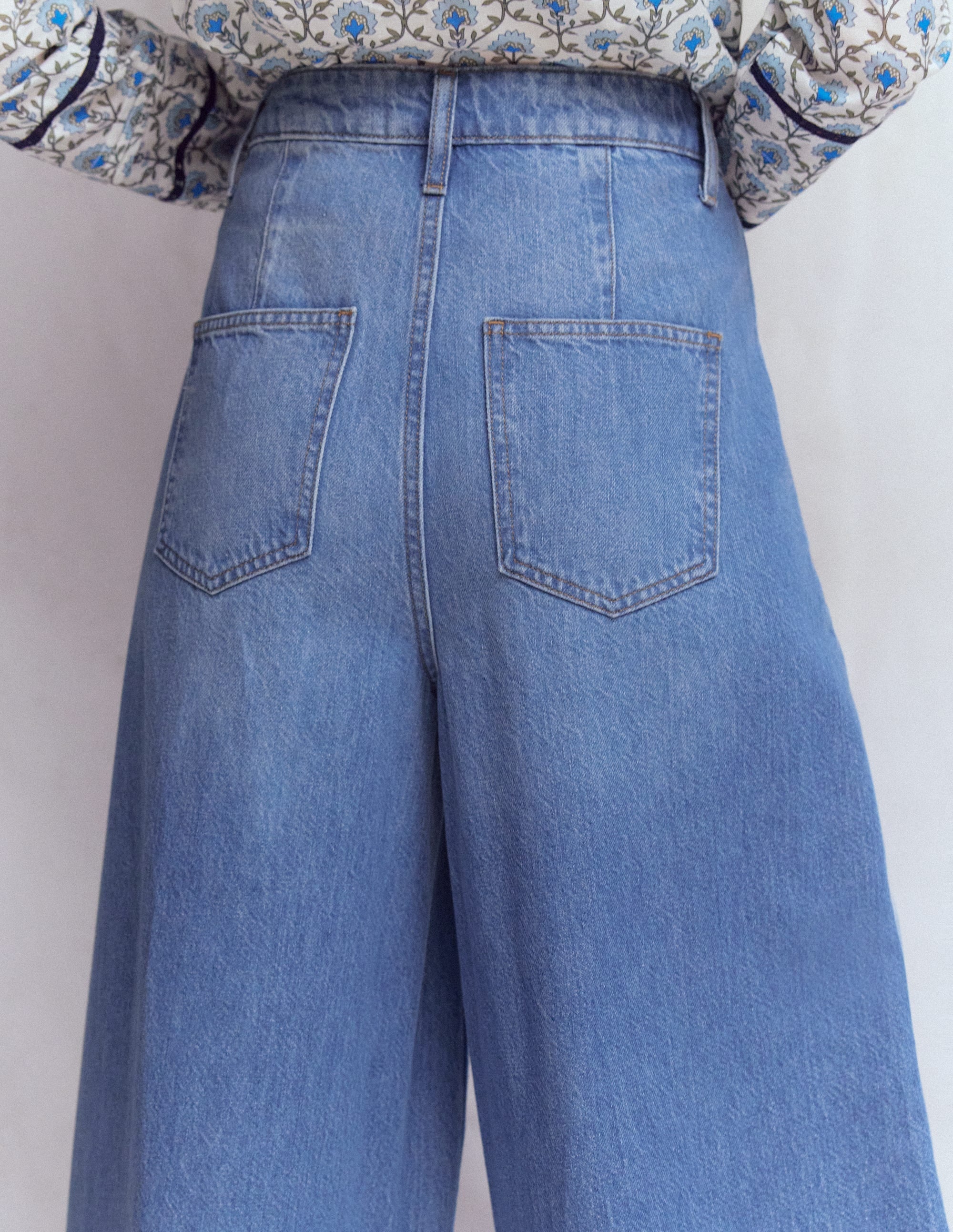High Rise Palazzo Jeans-Light Wash