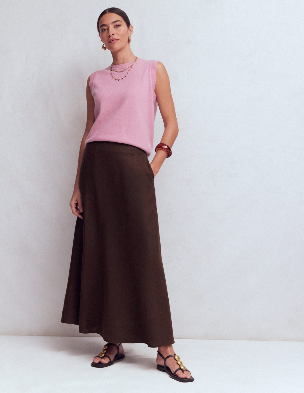 Miriam Linen Maxi Skirt-Bitter Chocolate