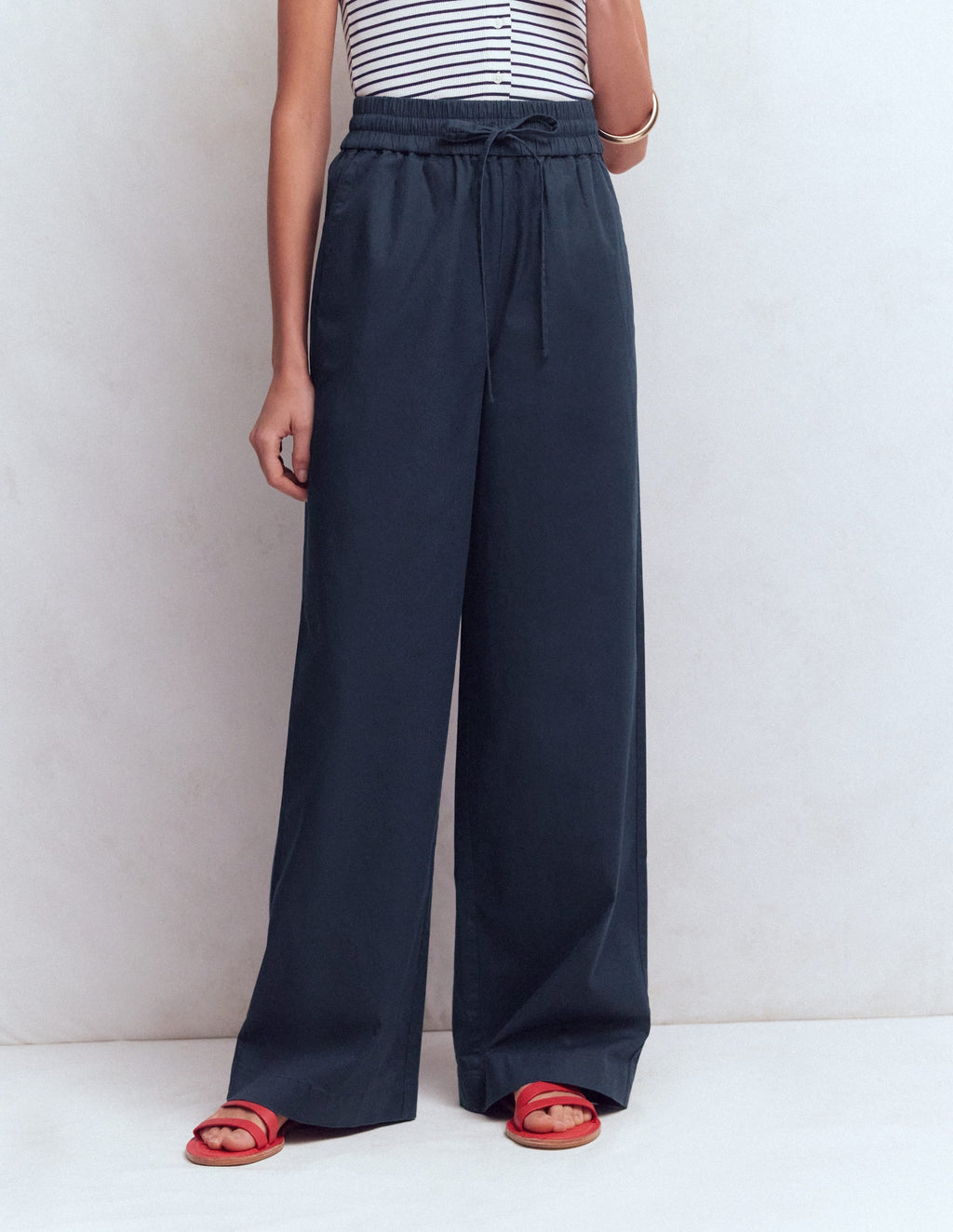 Greenwich Tie Waist Pants-Navy