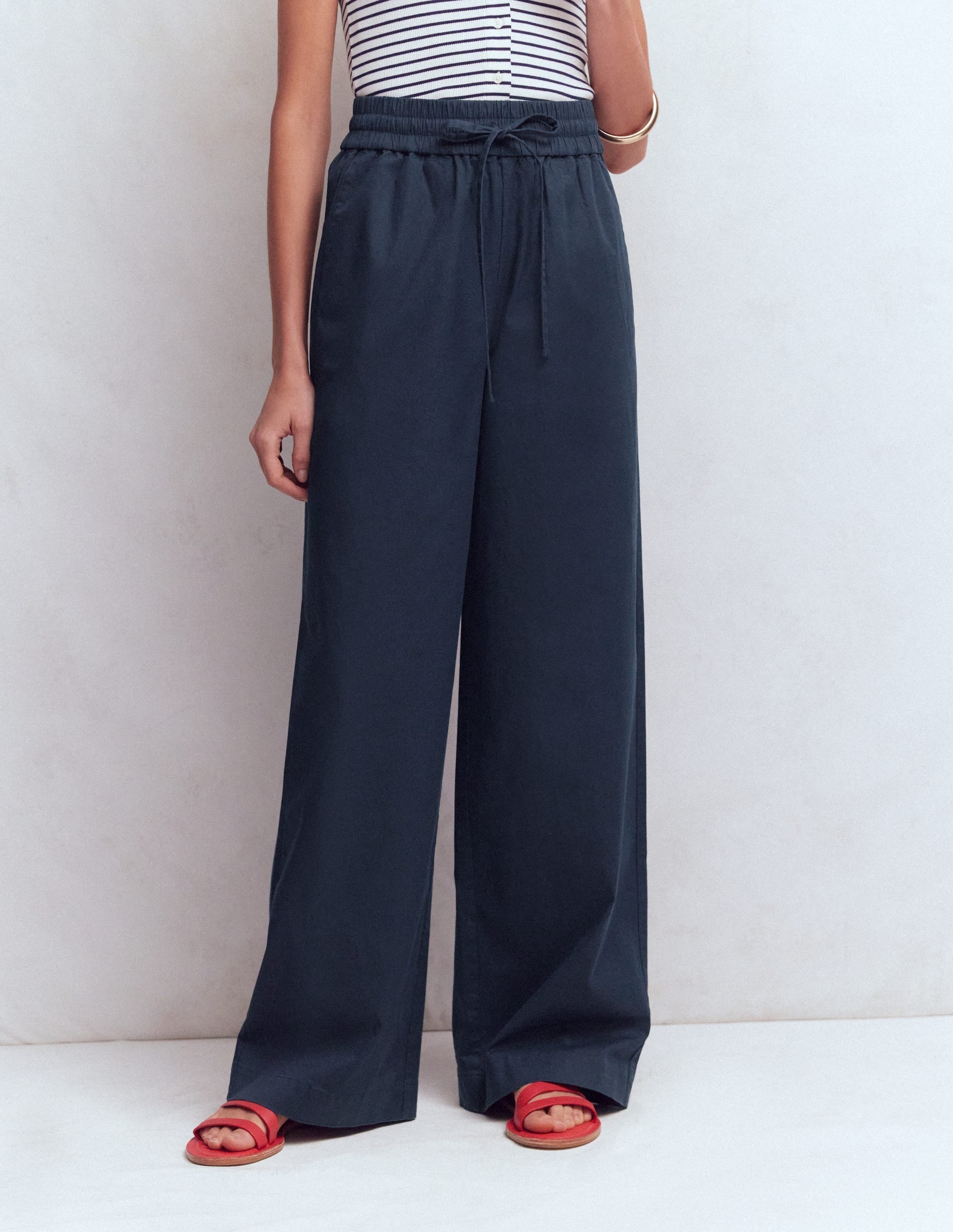 Greenwich Tie Waist Pants-Navy