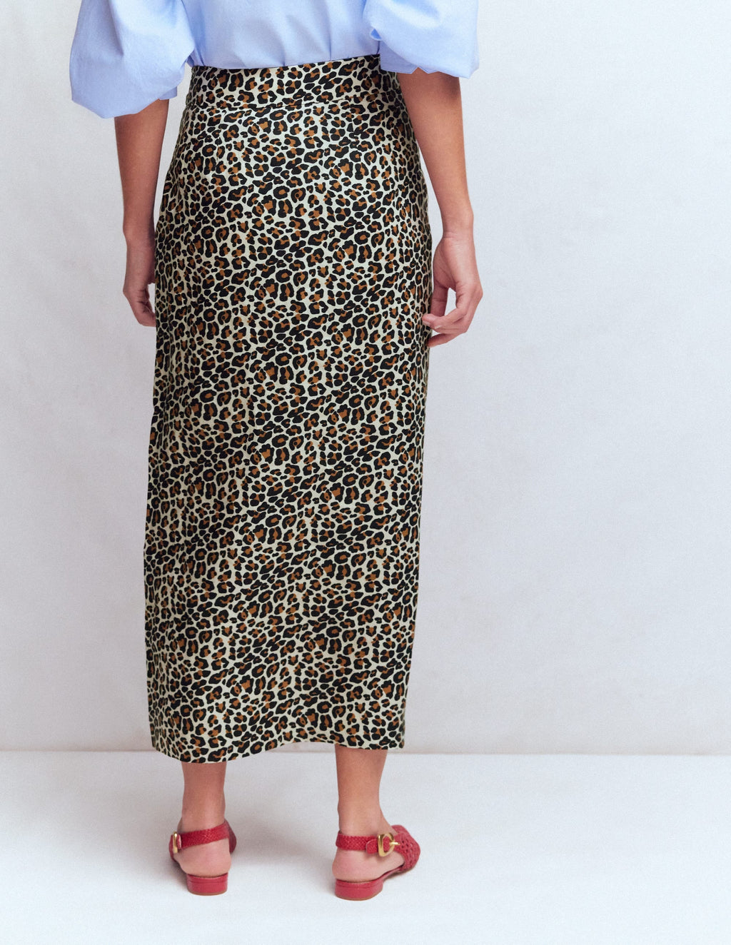 Dimitra Linen Column Skirt-Almond Milk, Cheetah Pop