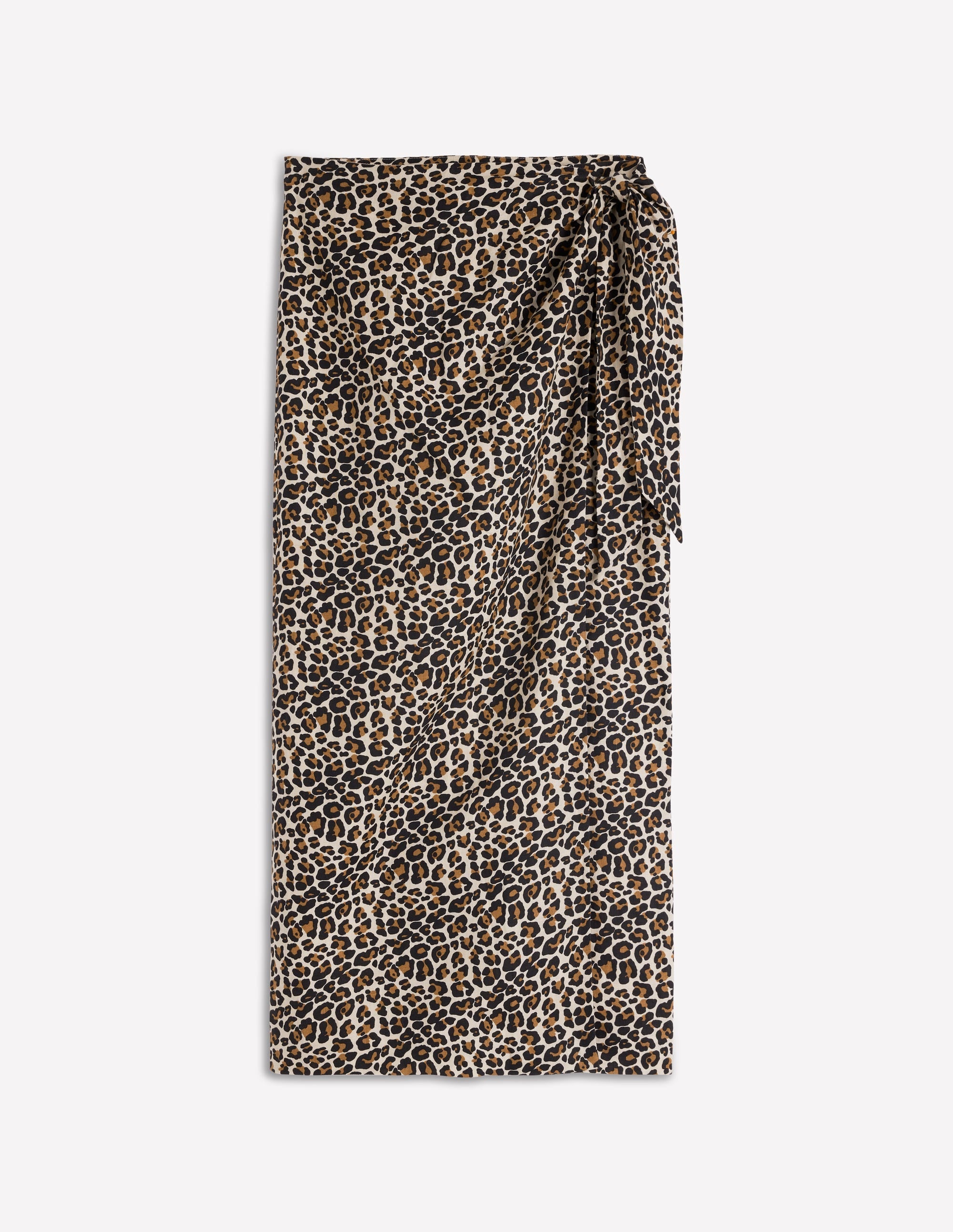 Dimitra Linen Column Skirt-Almond Milk, Cheetah Pop