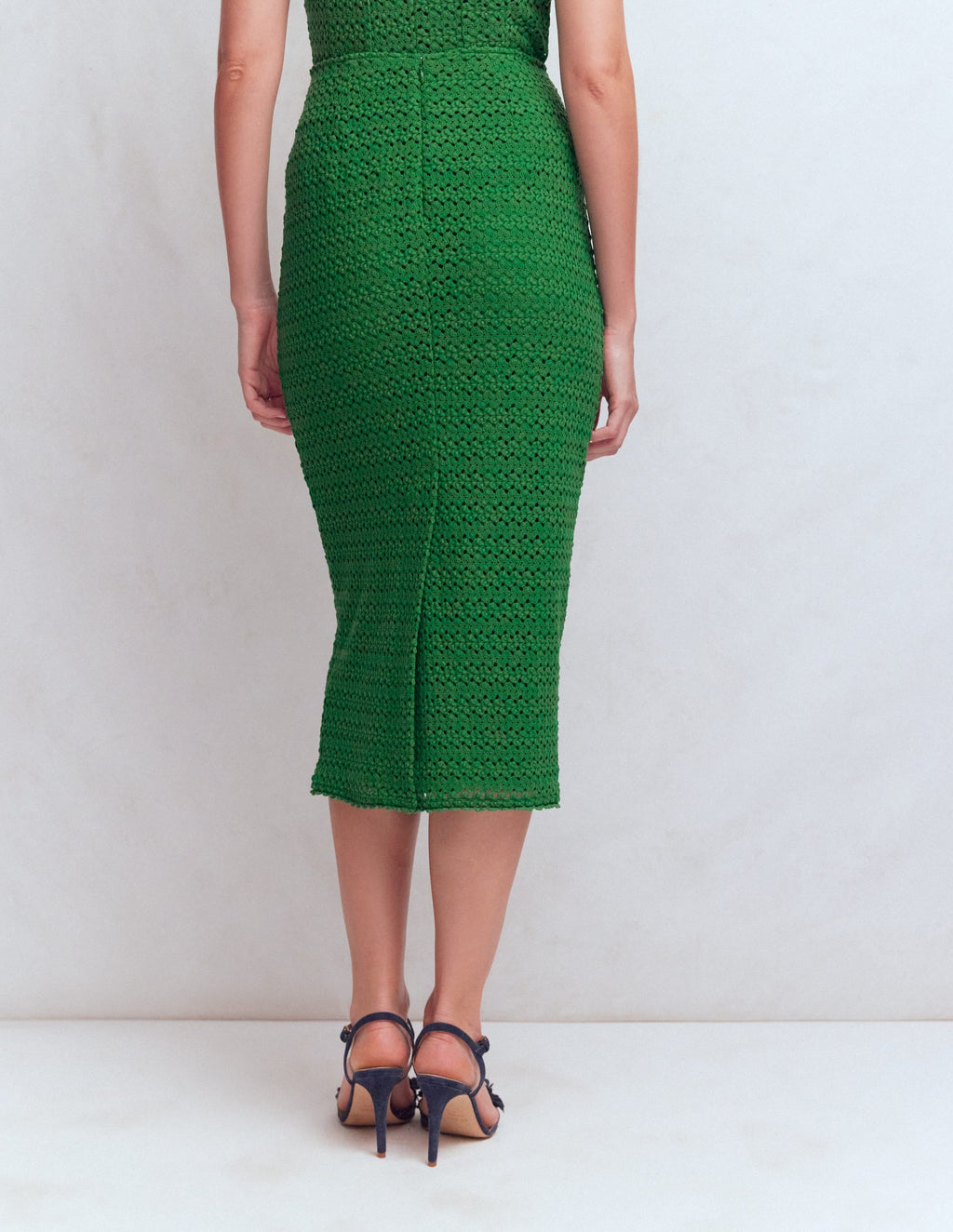 Lace Pencil Skirt-Fresh Green