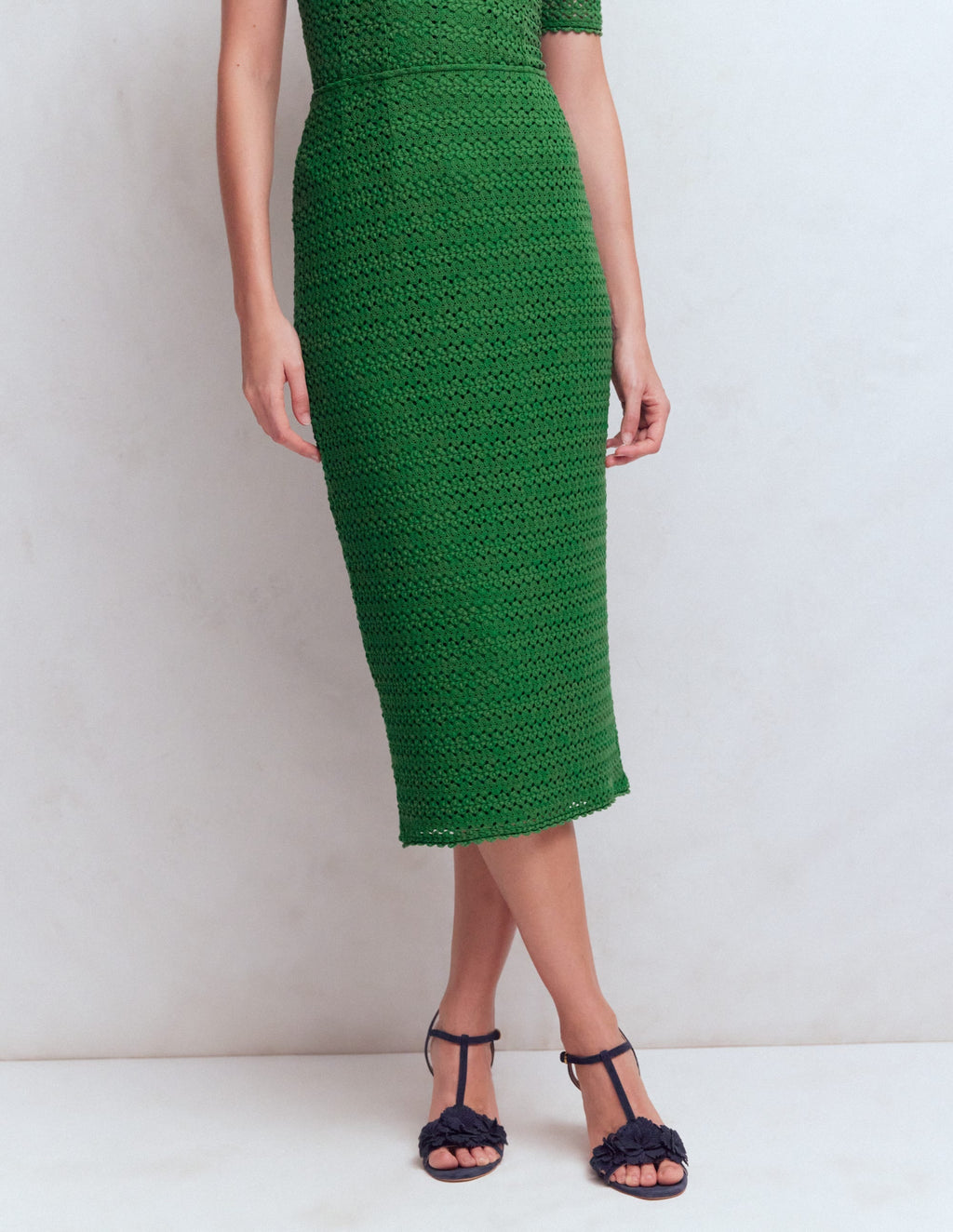 Lace Pencil Skirt-Fresh Green