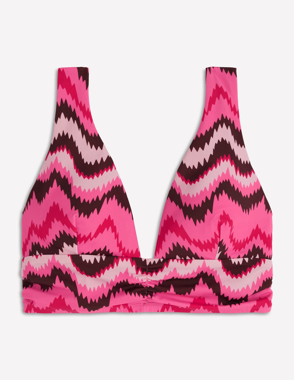 Mykonos Deep V Bikini Top-Pink, Zig zag wave