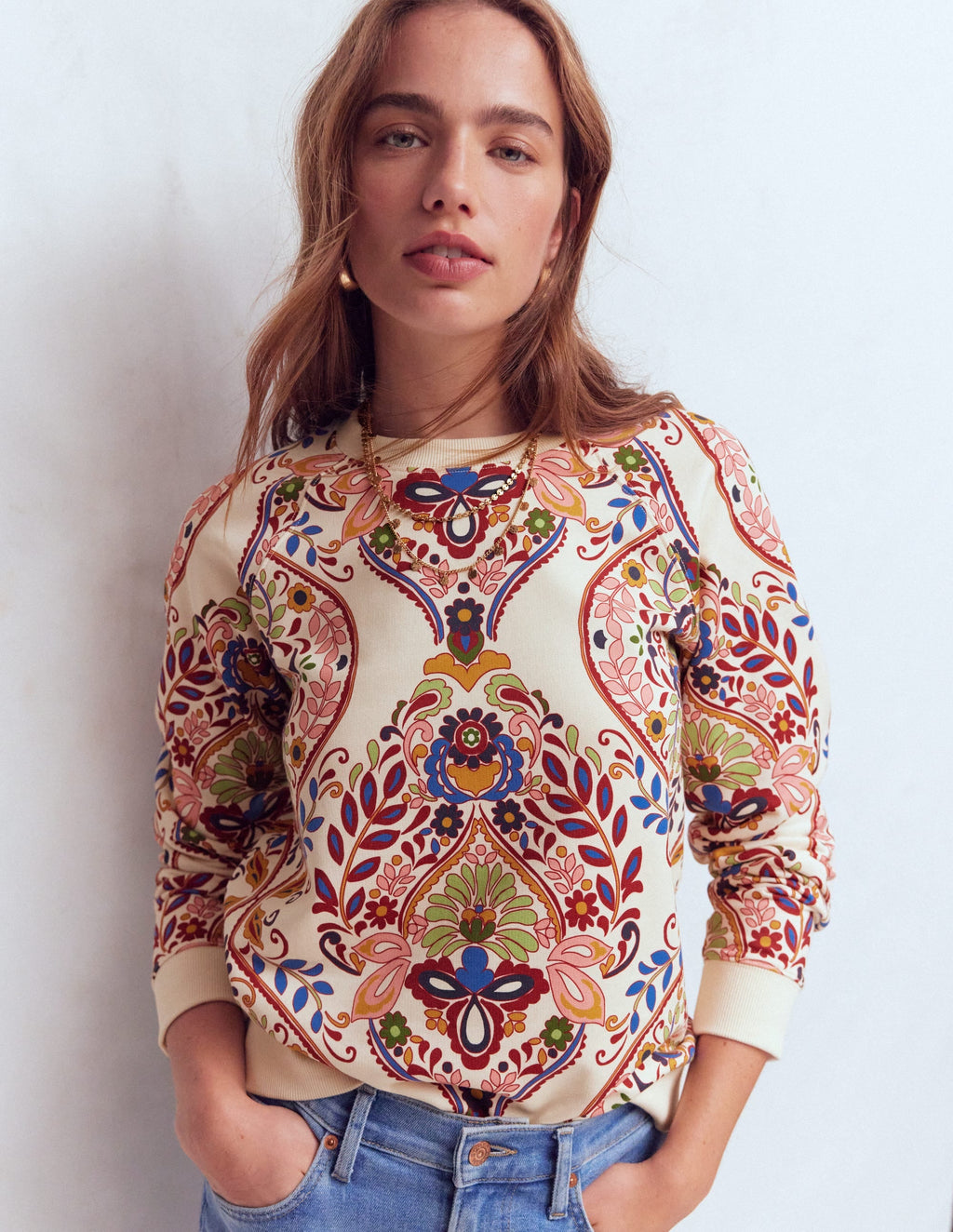Emi Printed Sweatshirt-Multi, Enchanted Gardenia