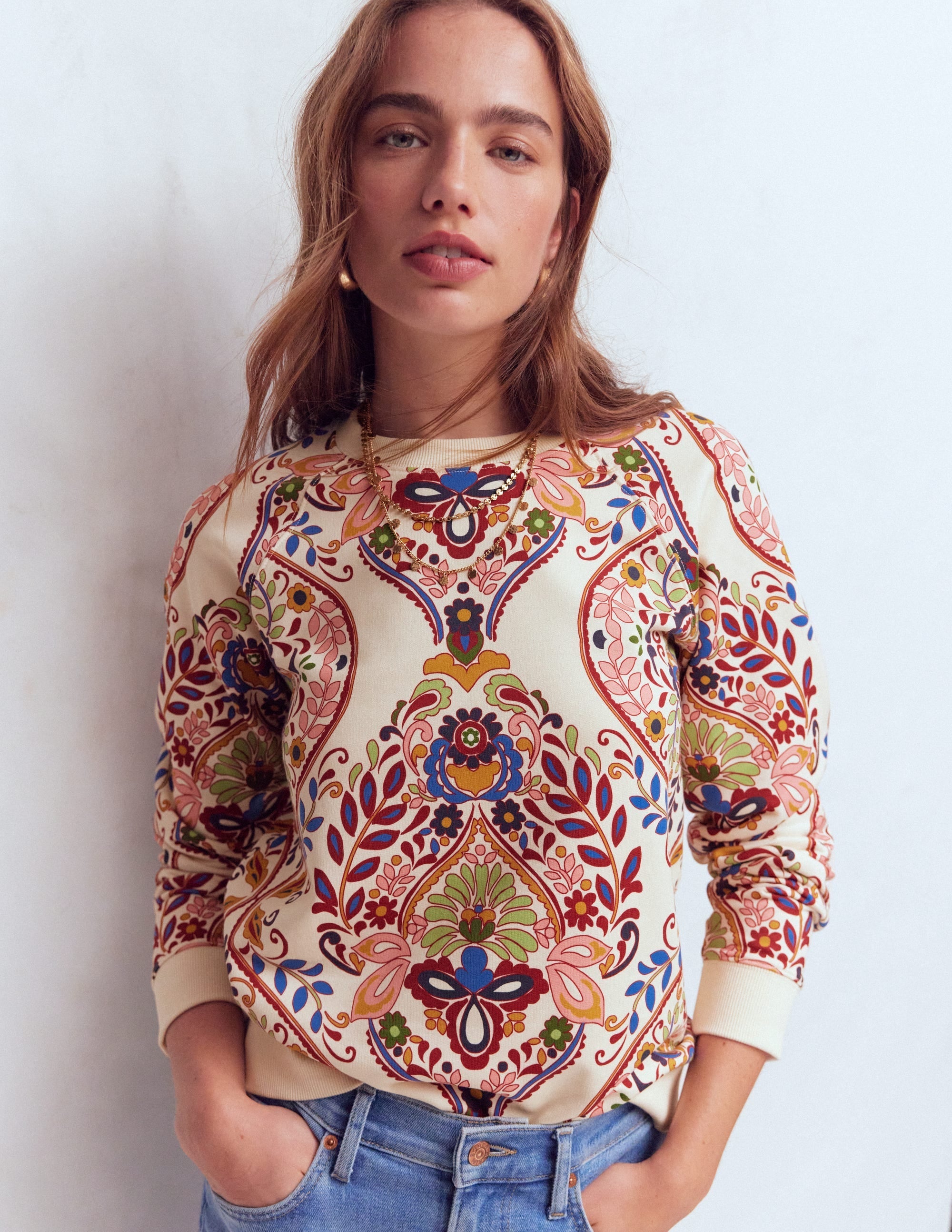 Emi Printed Sweatshirt-Multi, Enchanted Gardenia