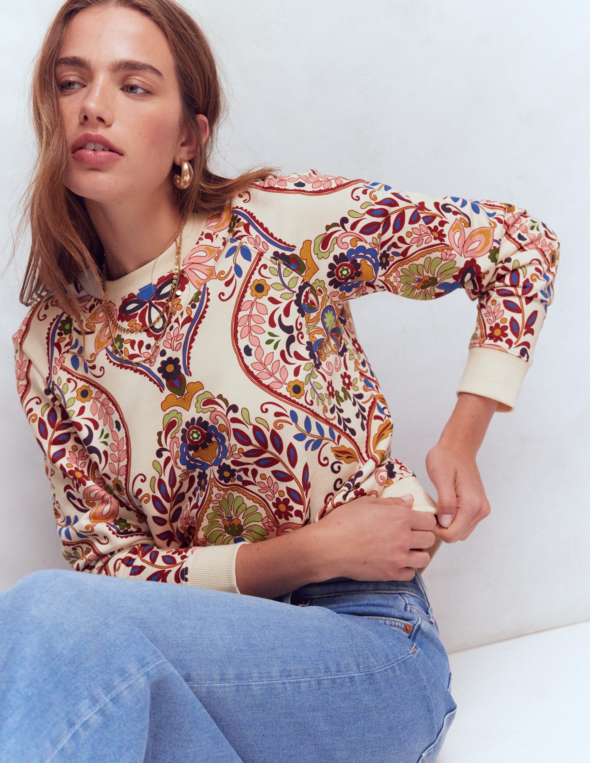 Emi Printed Sweatshirt-Multi, Enchanted Gardenia