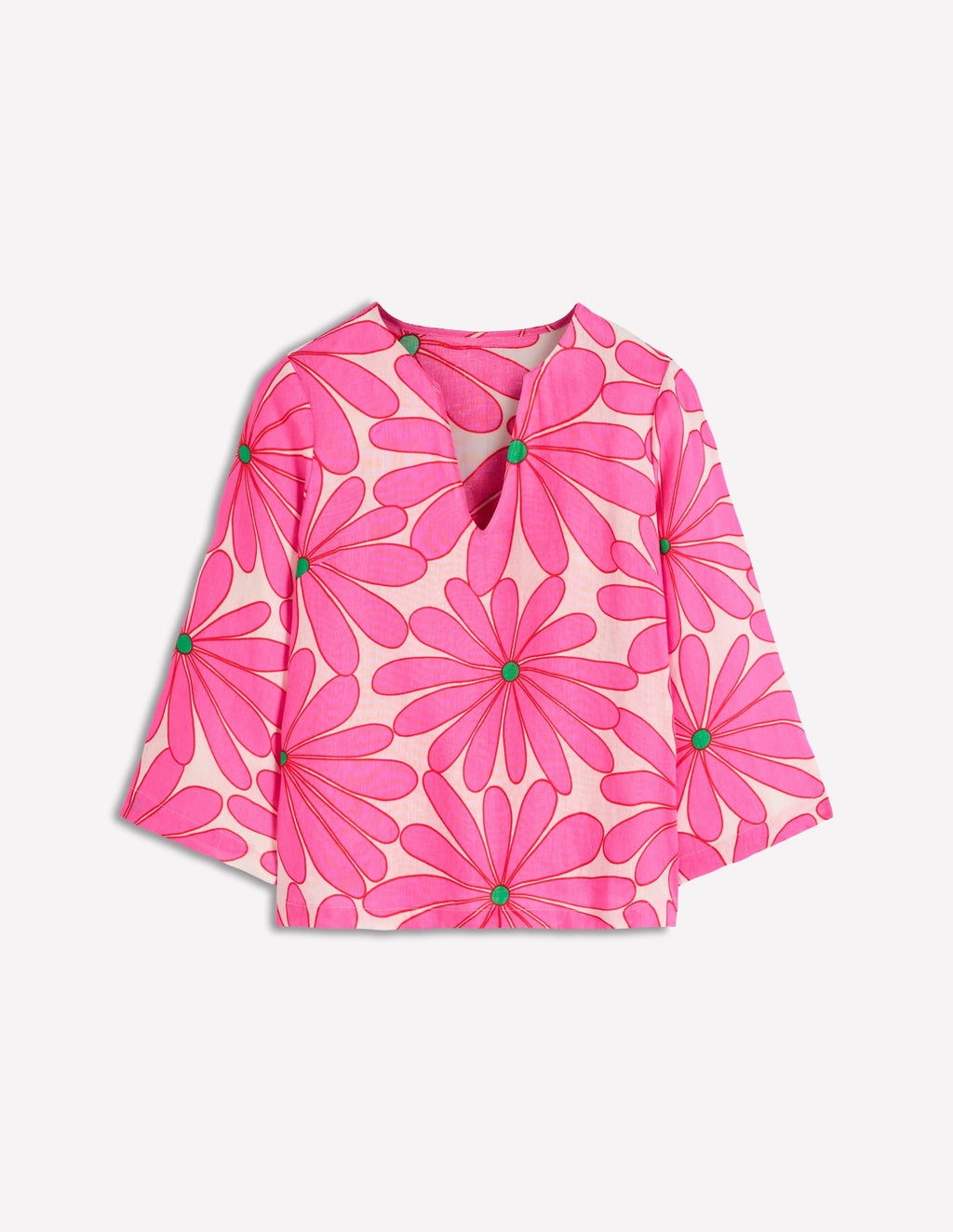 Cleo Linen Top-Pink, Daisy Blossom