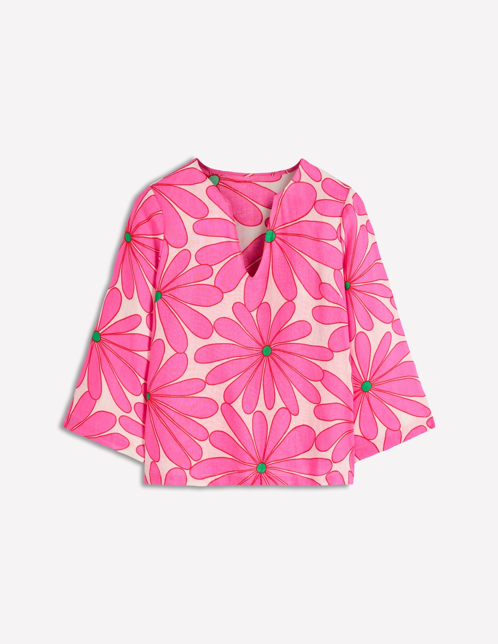 Cleo Linen Top-Pink, Daisy Blossom
