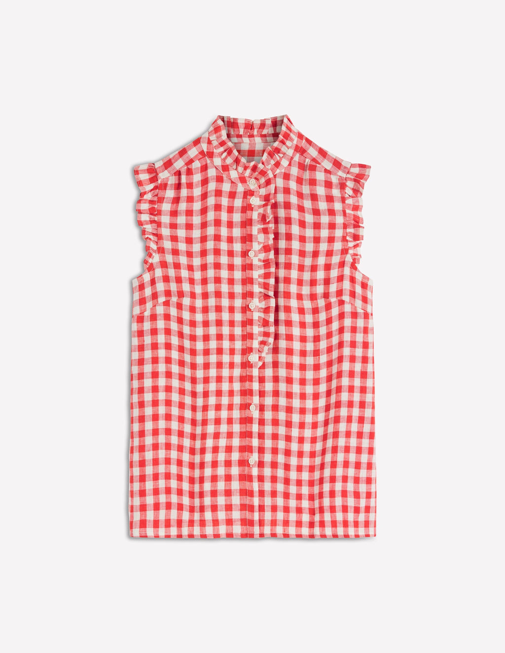 Isabel Sleeveless Linen Top-Burnt Red Gingham