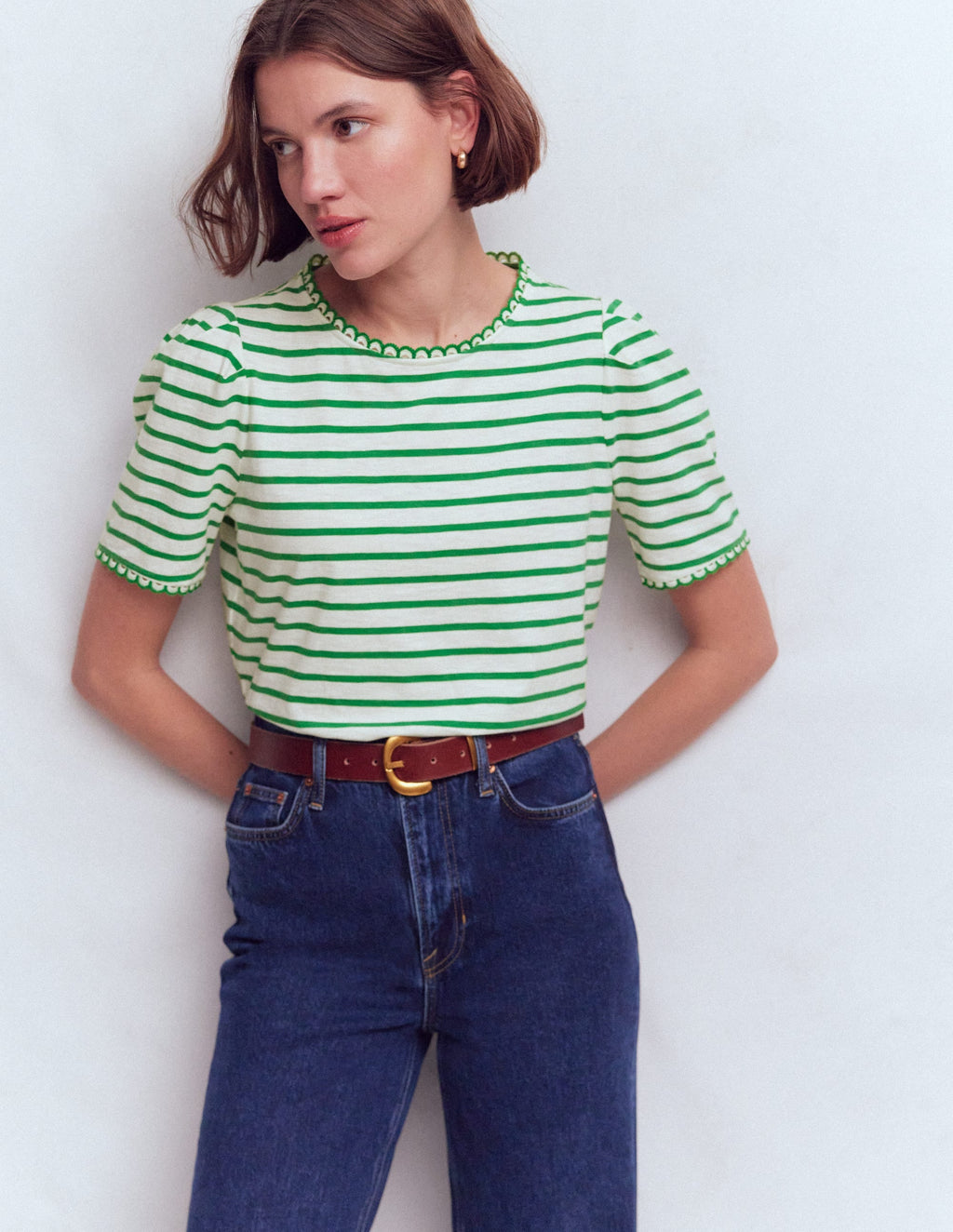 Ali Trim T-shirt-Ivory and Amazon Stripe