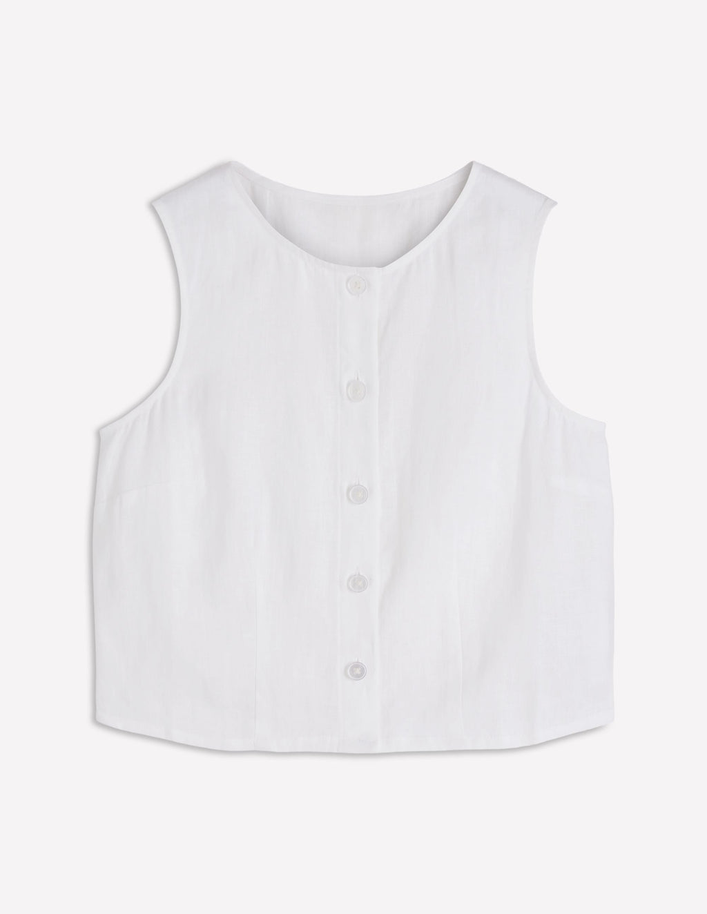 Andrea Linen Shell Top-White