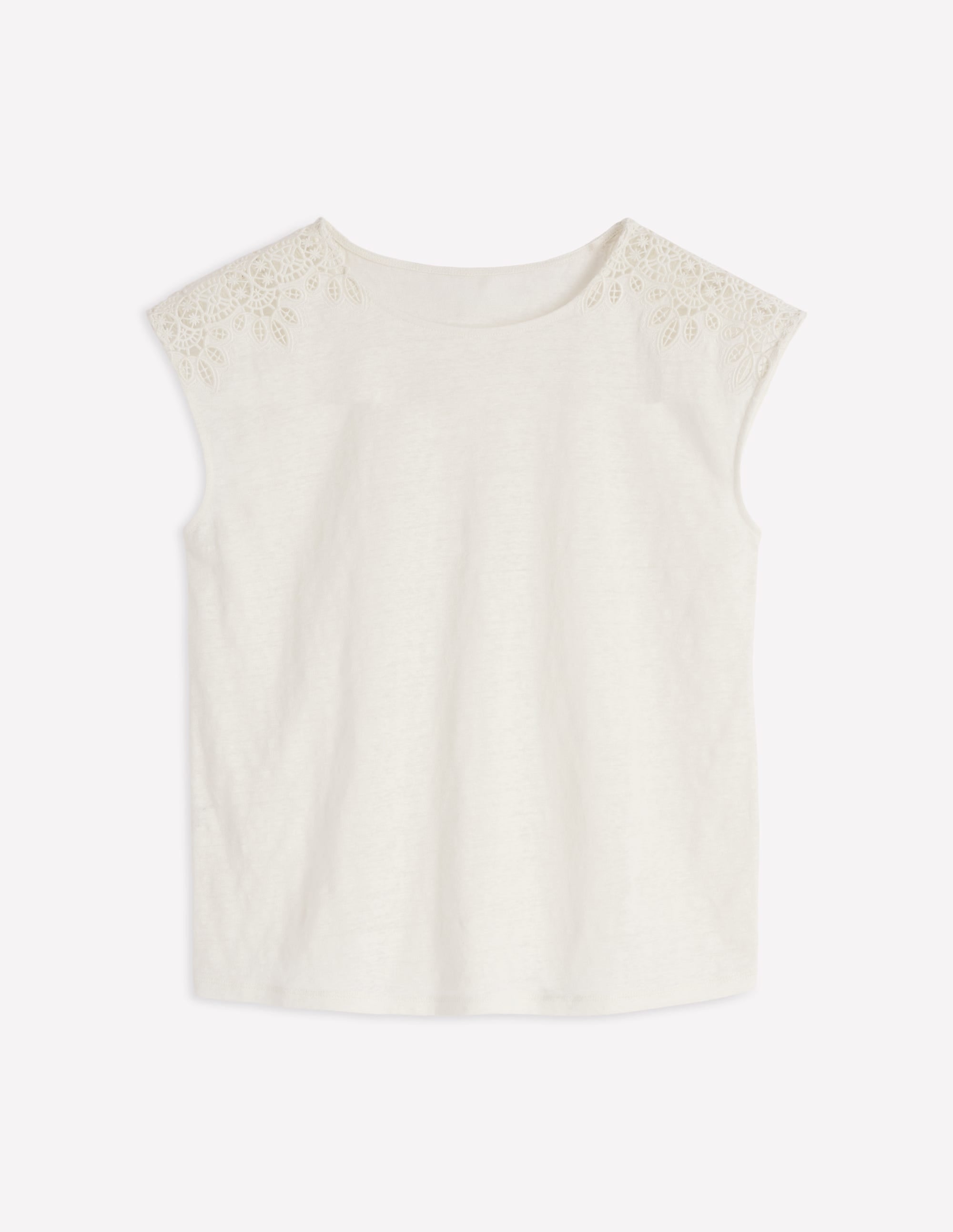 Tara Cutwork Linen Tee-Ivory