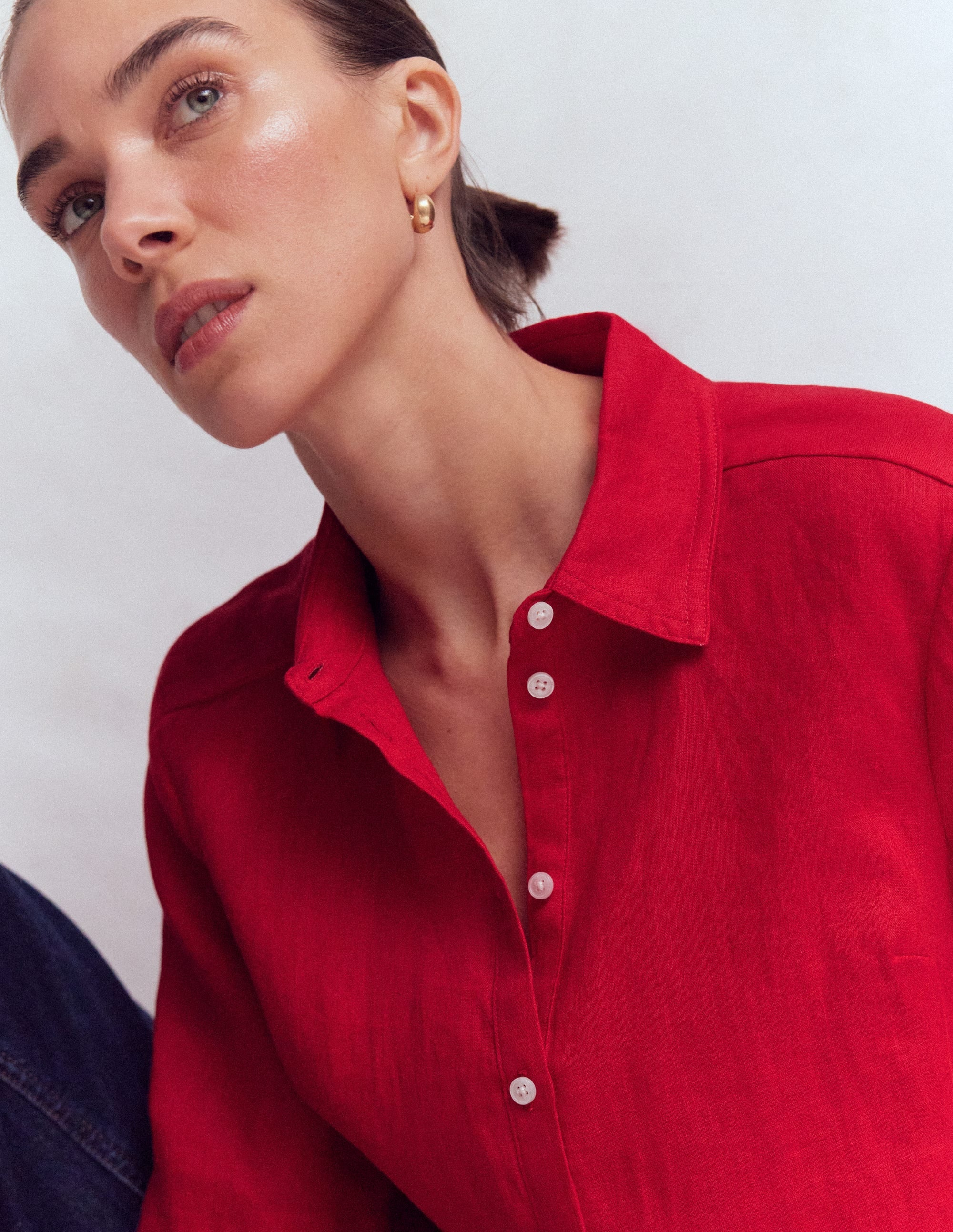 Short Sleeve Linen Shirt-Merida Red